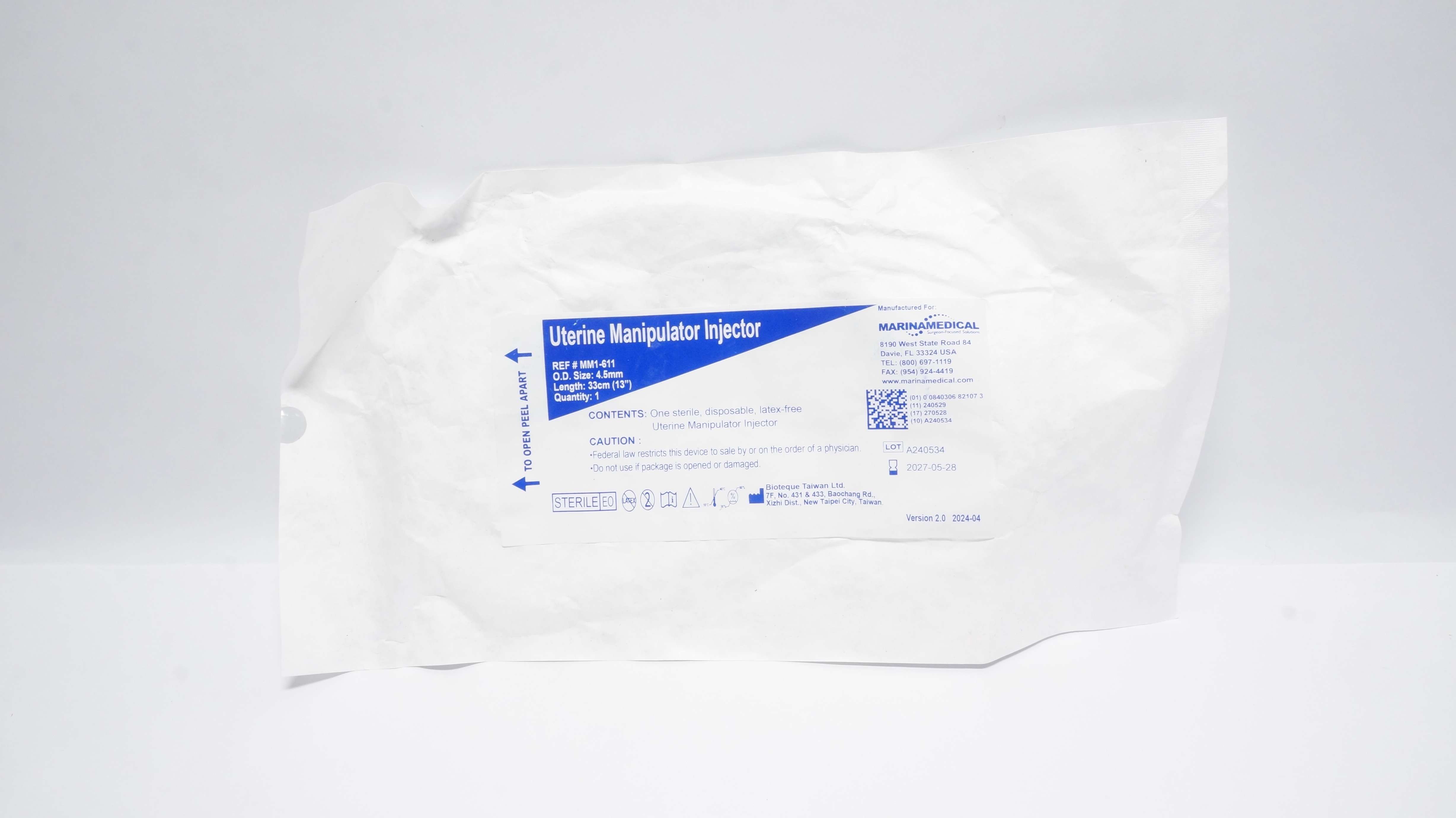 MarinaMedical MM1-611 Zinnanti Uterine Manipulator-Injector 4.5mm x 13inch