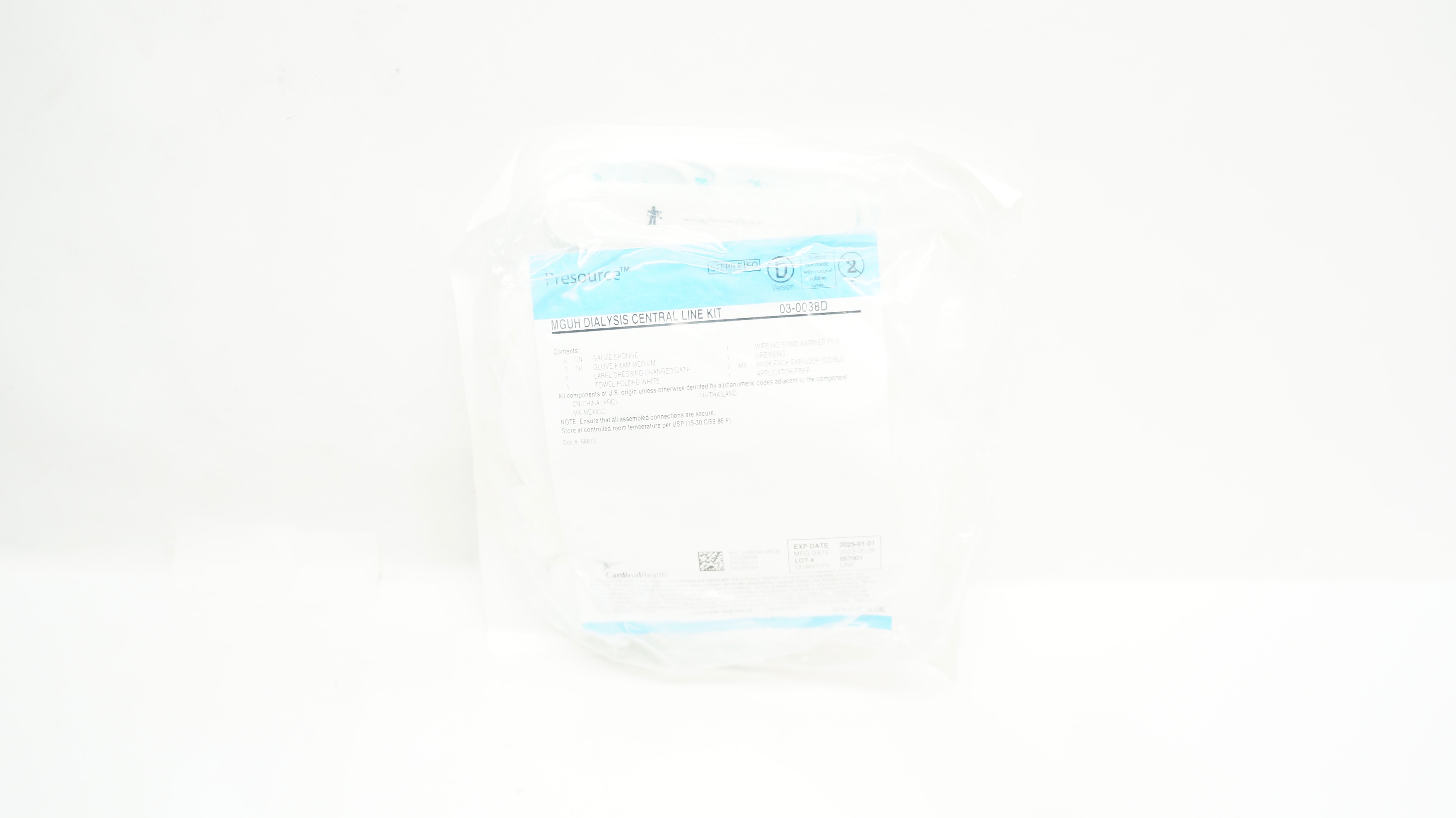 Cardinal Health 03-0038D Presourse MGUH Dialysis Central Line Kit