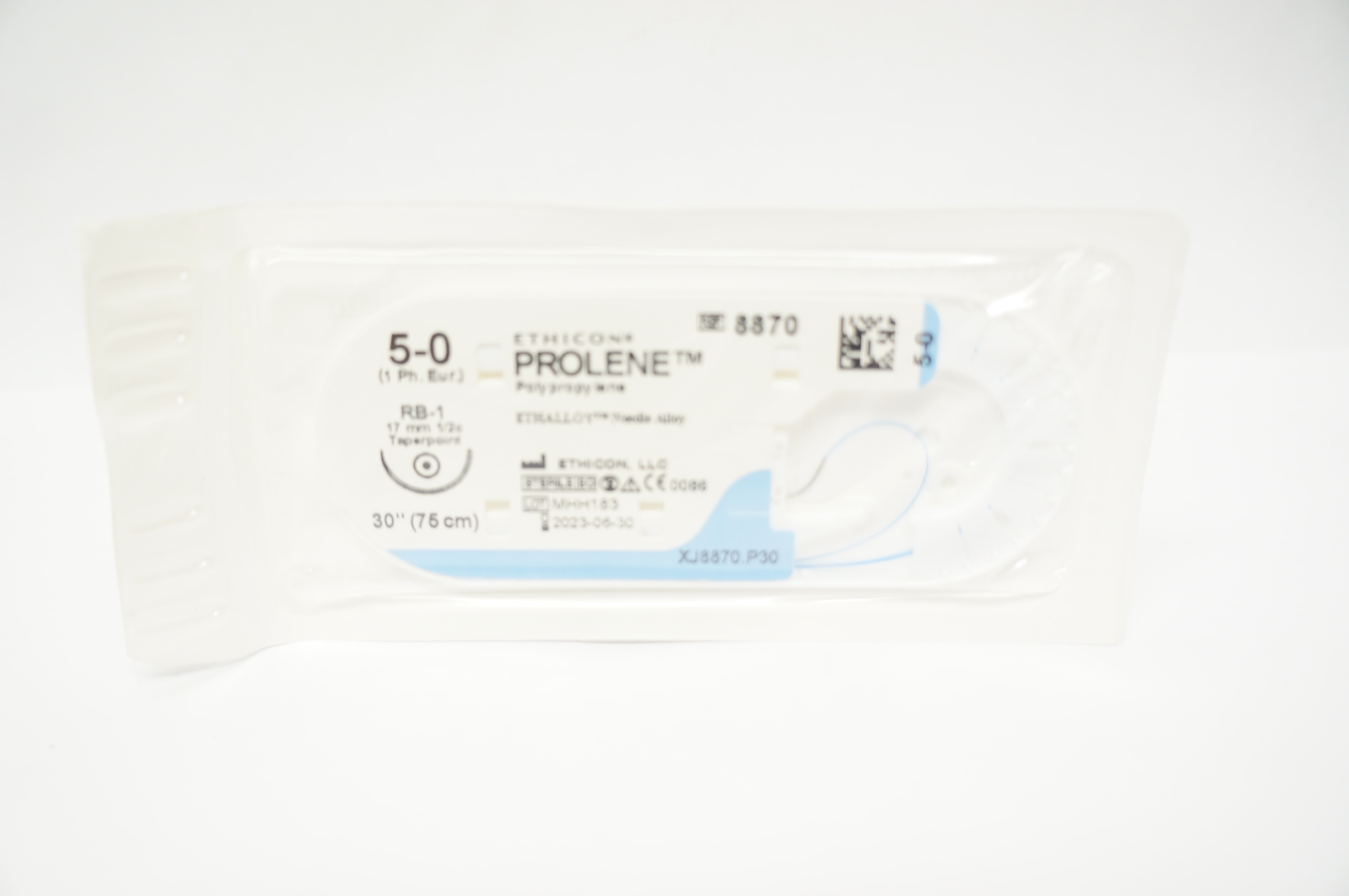 Ethicon 8870 5-0 Prolene Polypropylene Stre RB-1 17mm 1/2c Taperpoint, 30 inch