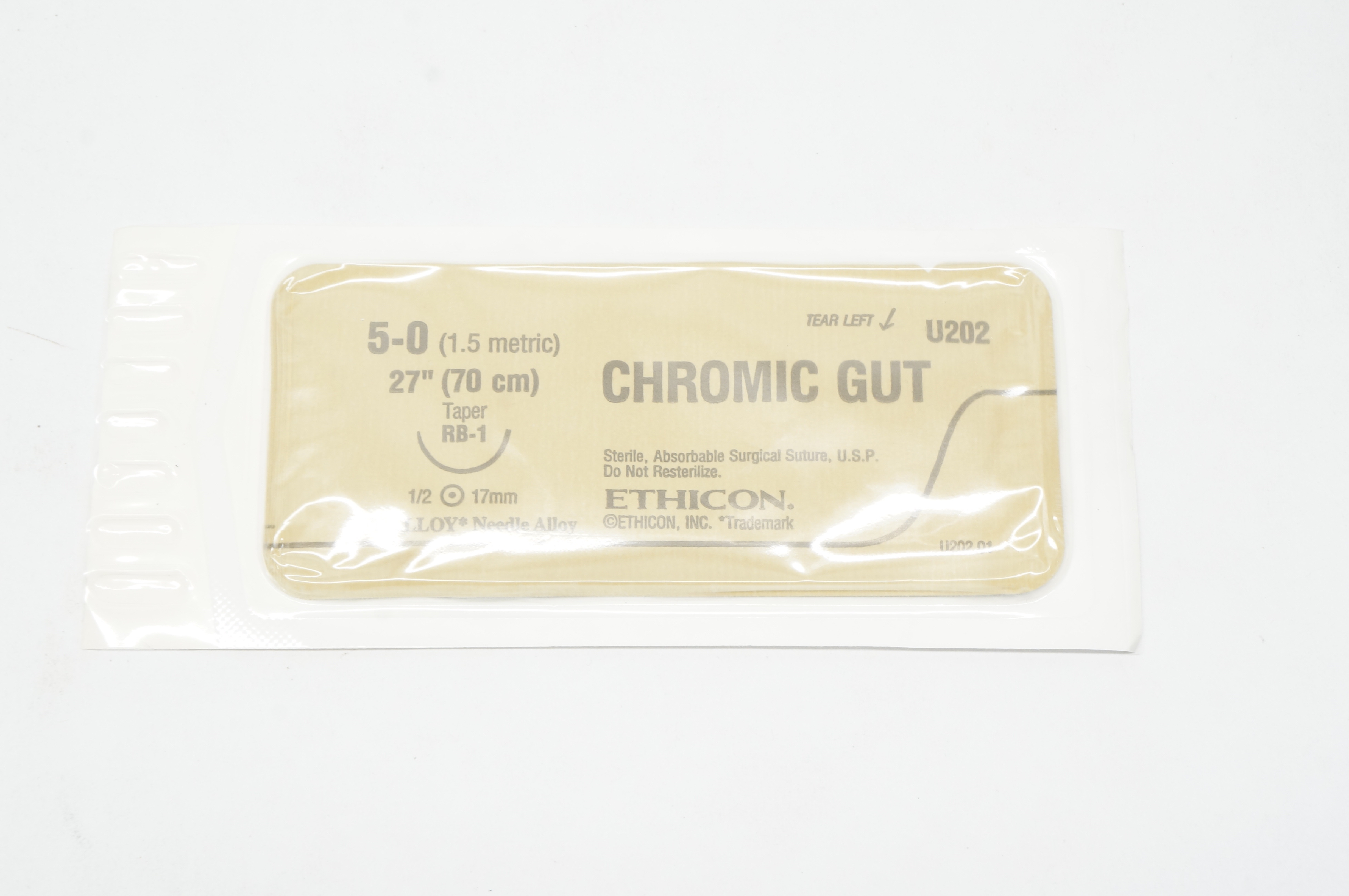 Ethicon U202 5-0 CHROMIC GUT Taper RB-1 1/2c 17mm (x)