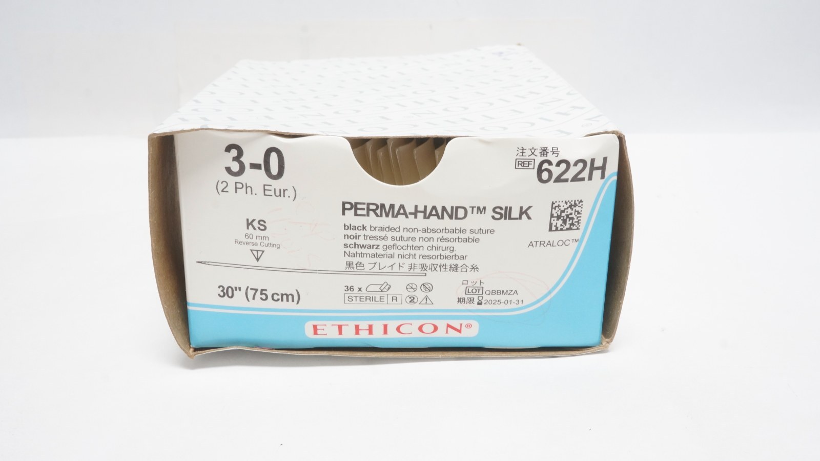 ETHICON 622H PERMA-HAND™ SILK Sutures 3-0 KS 60mm 35/Box