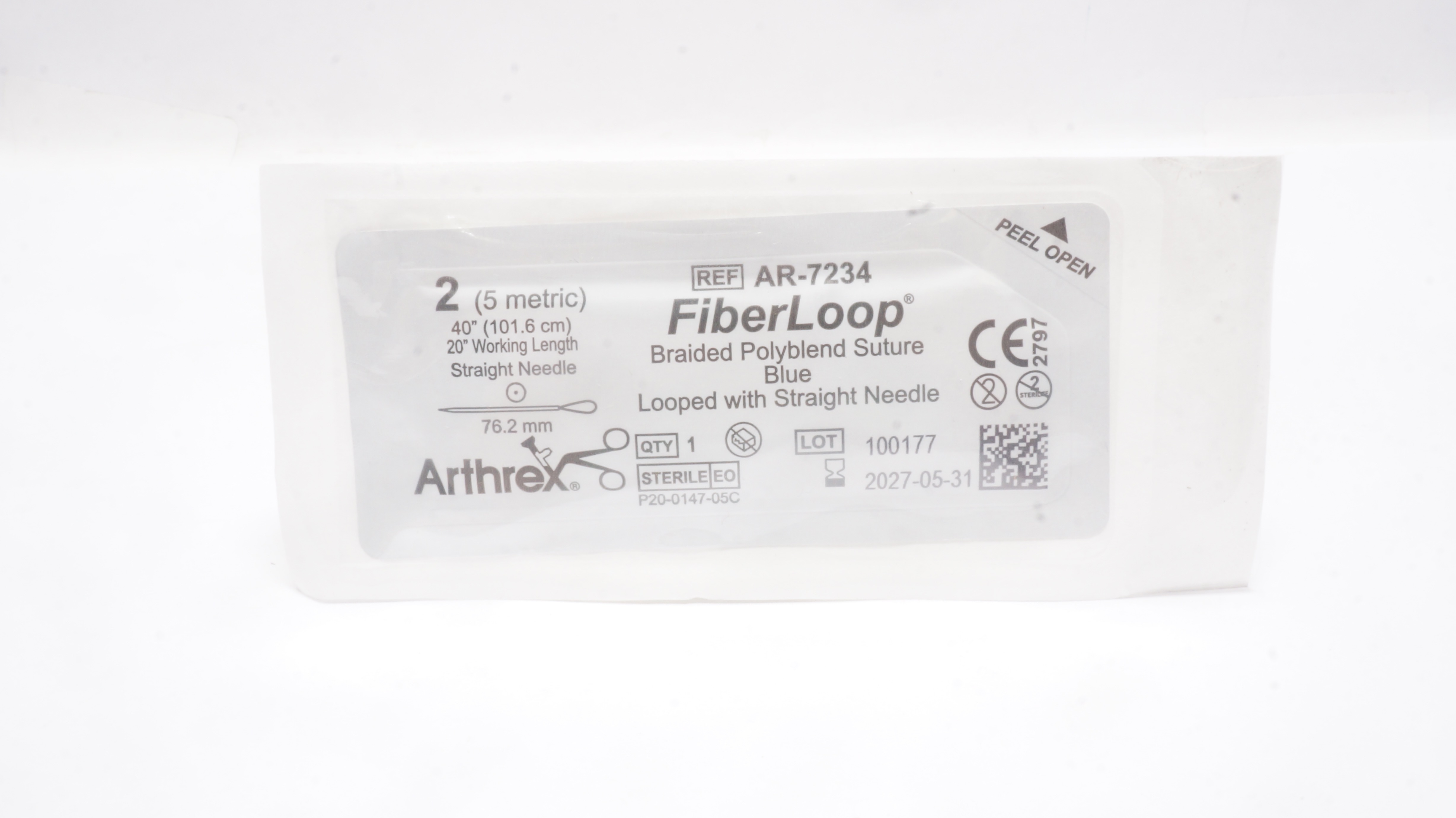 Arthrex AR-7234 2 FiberLoop Braided Polyblend Stre Straight Ndle 76.2mm, 40inch