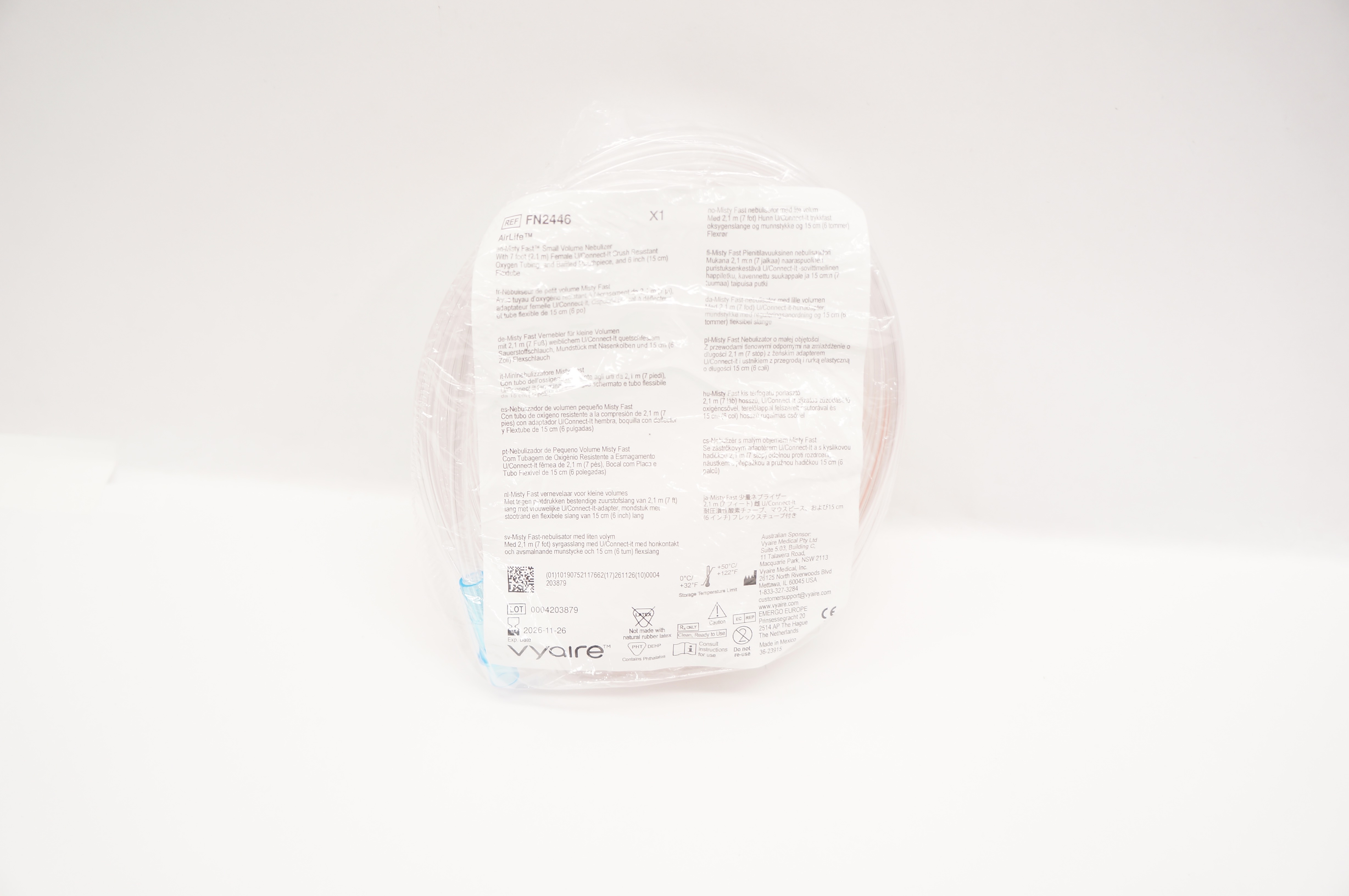 Vyaire FN2446 Airlife Misty Fast Small Volume Nebulizer 7Ft x 6 inch