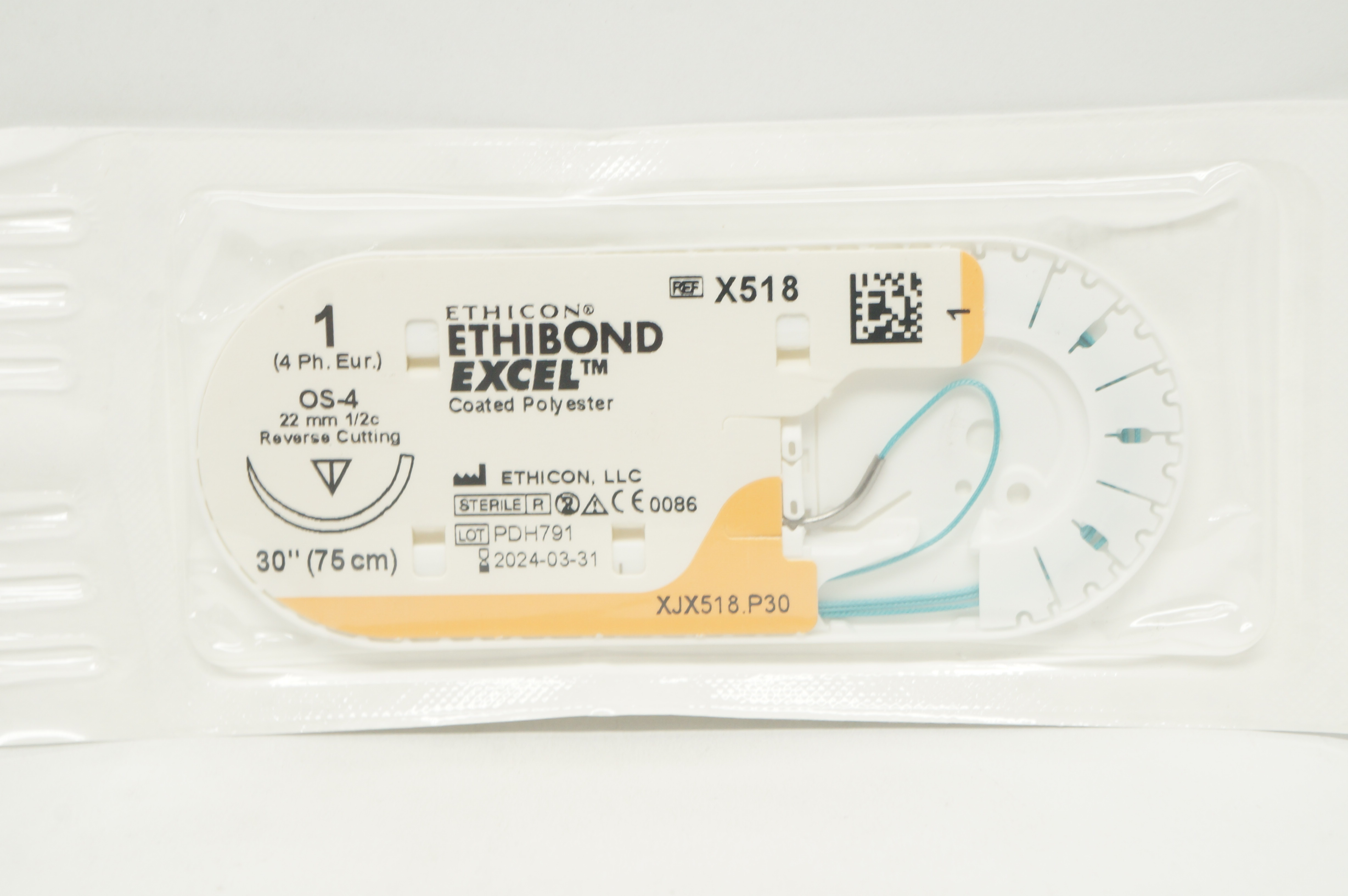 Ethicon X518 1 ETHIBOND EXCEL OS-4 22mm 1/2c Reverse Cutting 30inch