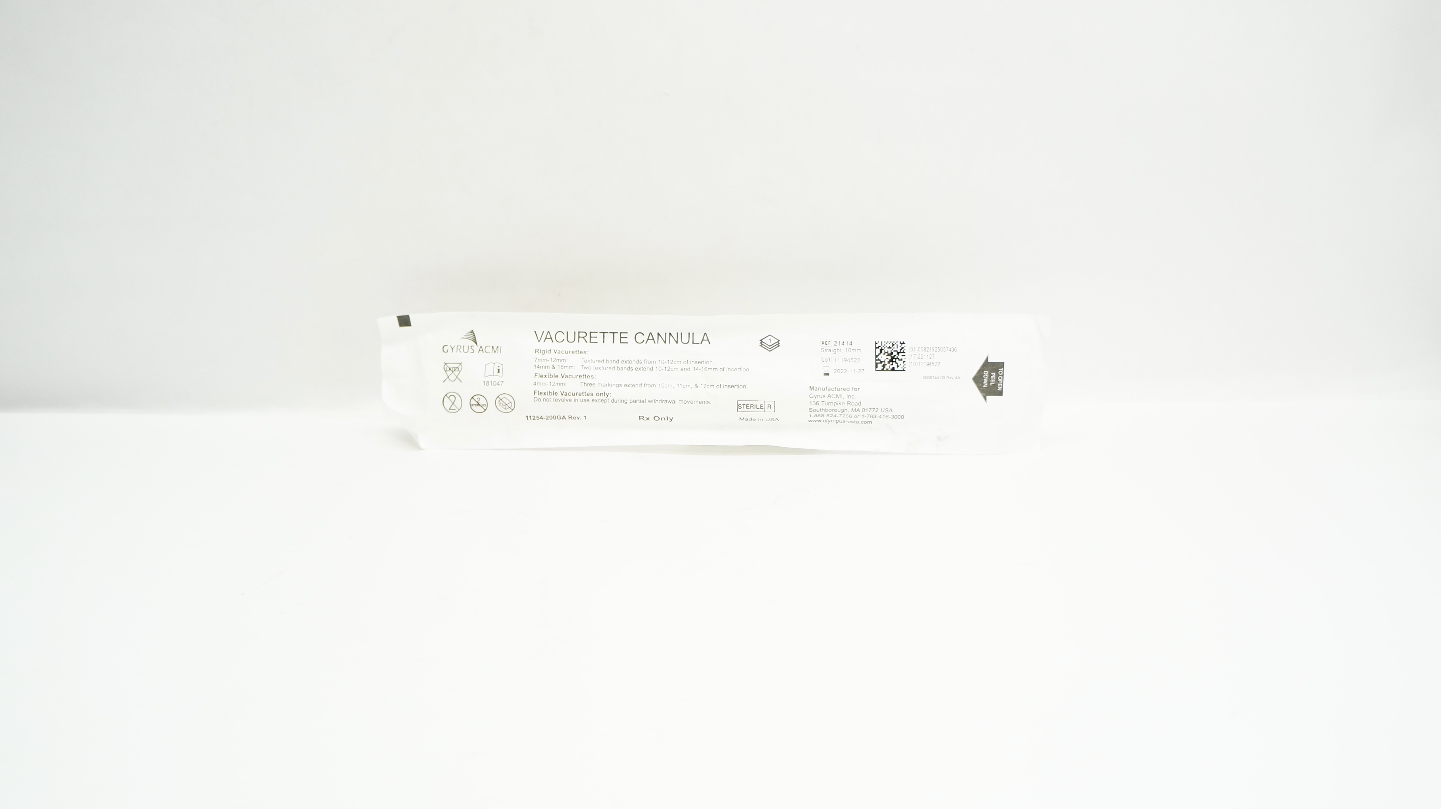 Gyrus ACMI 21414 Vacurette Cannula 10mm Straight Rigid (x)