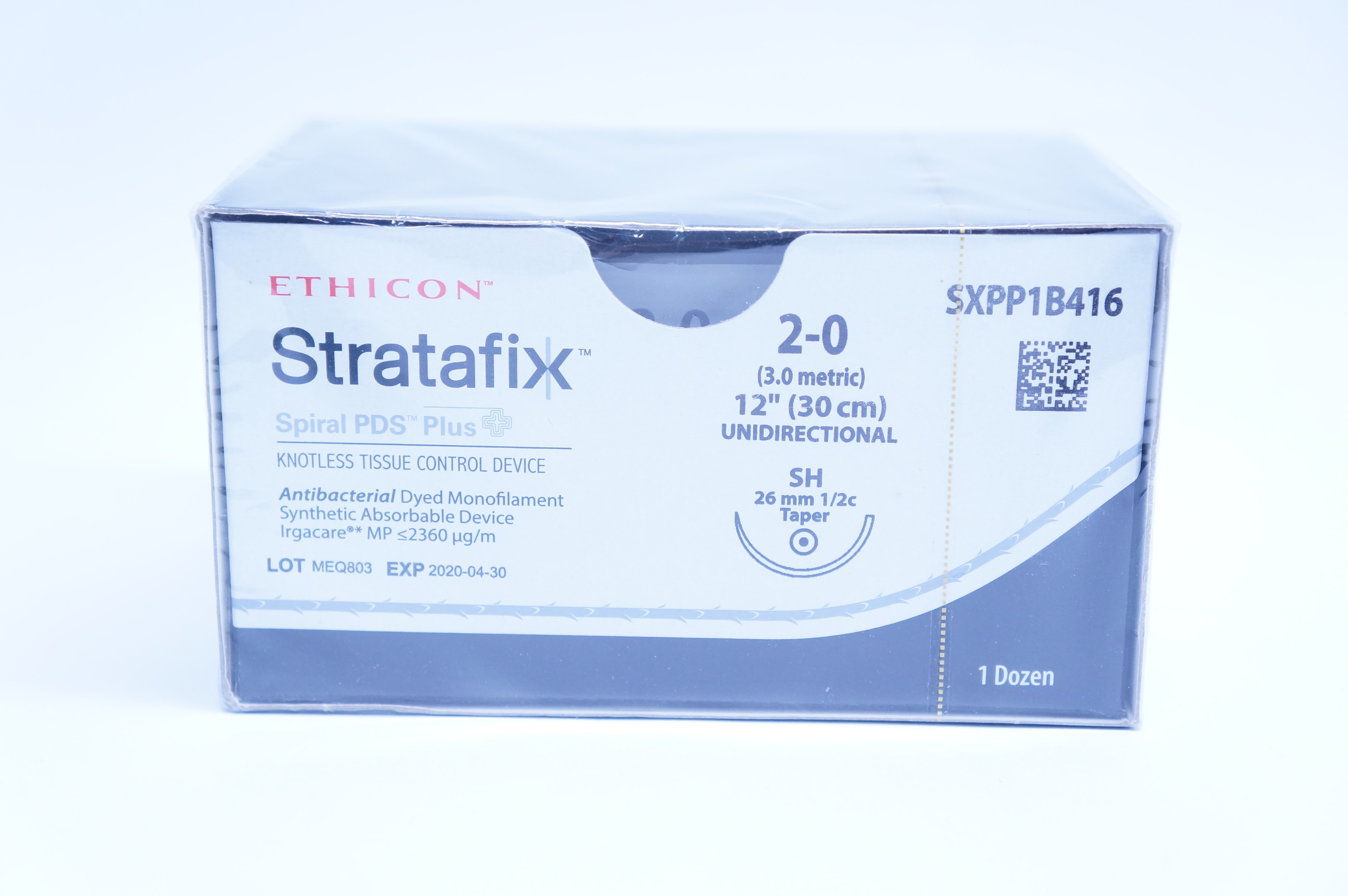 Ethicon SXPP1B416 2-0 Stratafix PDS Plus, SH, 26mm 1/2c, 12inch (x) - Box of 12