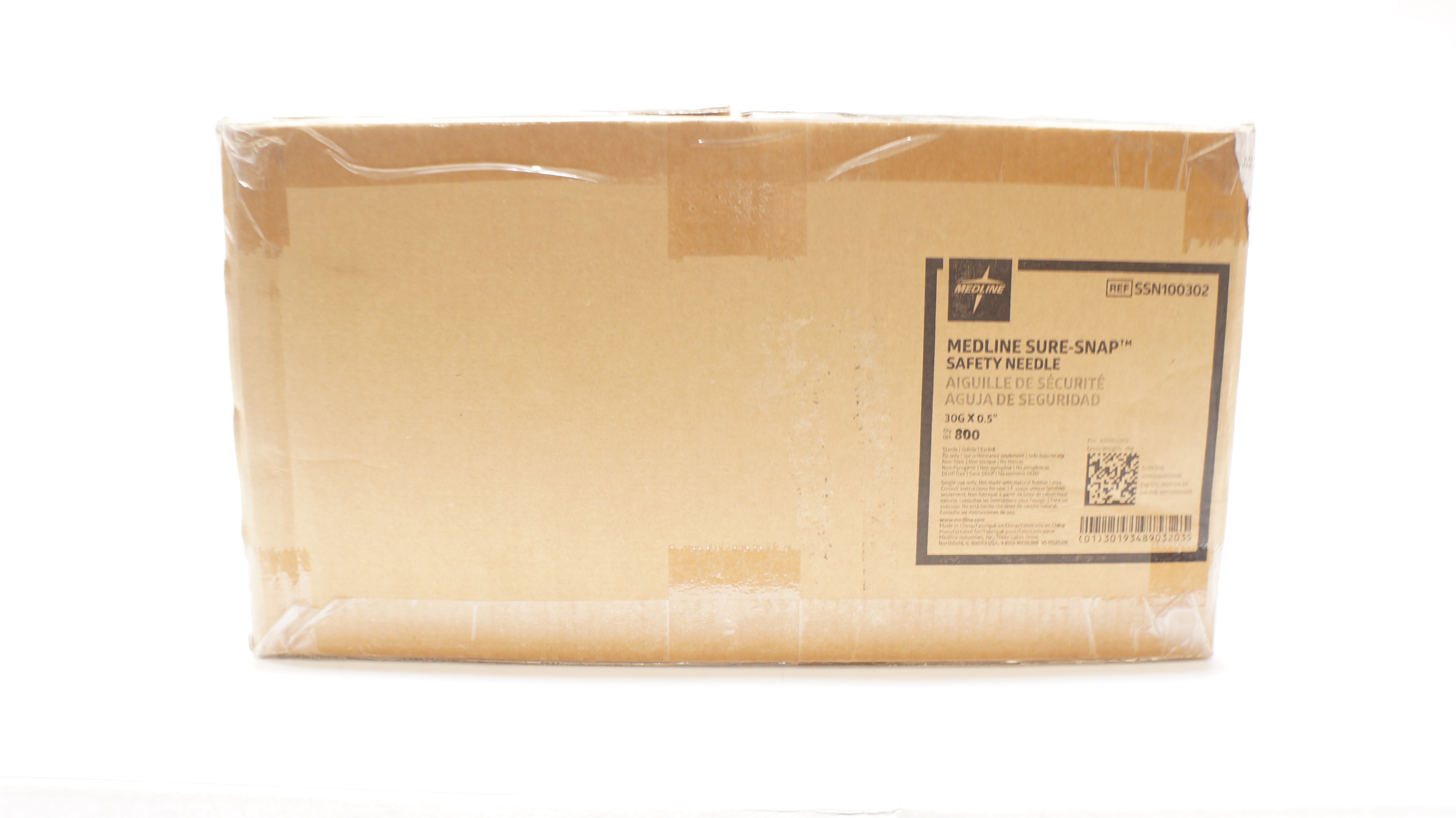 Medline SSN100302 Sure-Snap Hypodermic Safety Needle, 30G x 0.5inch - Box of 800