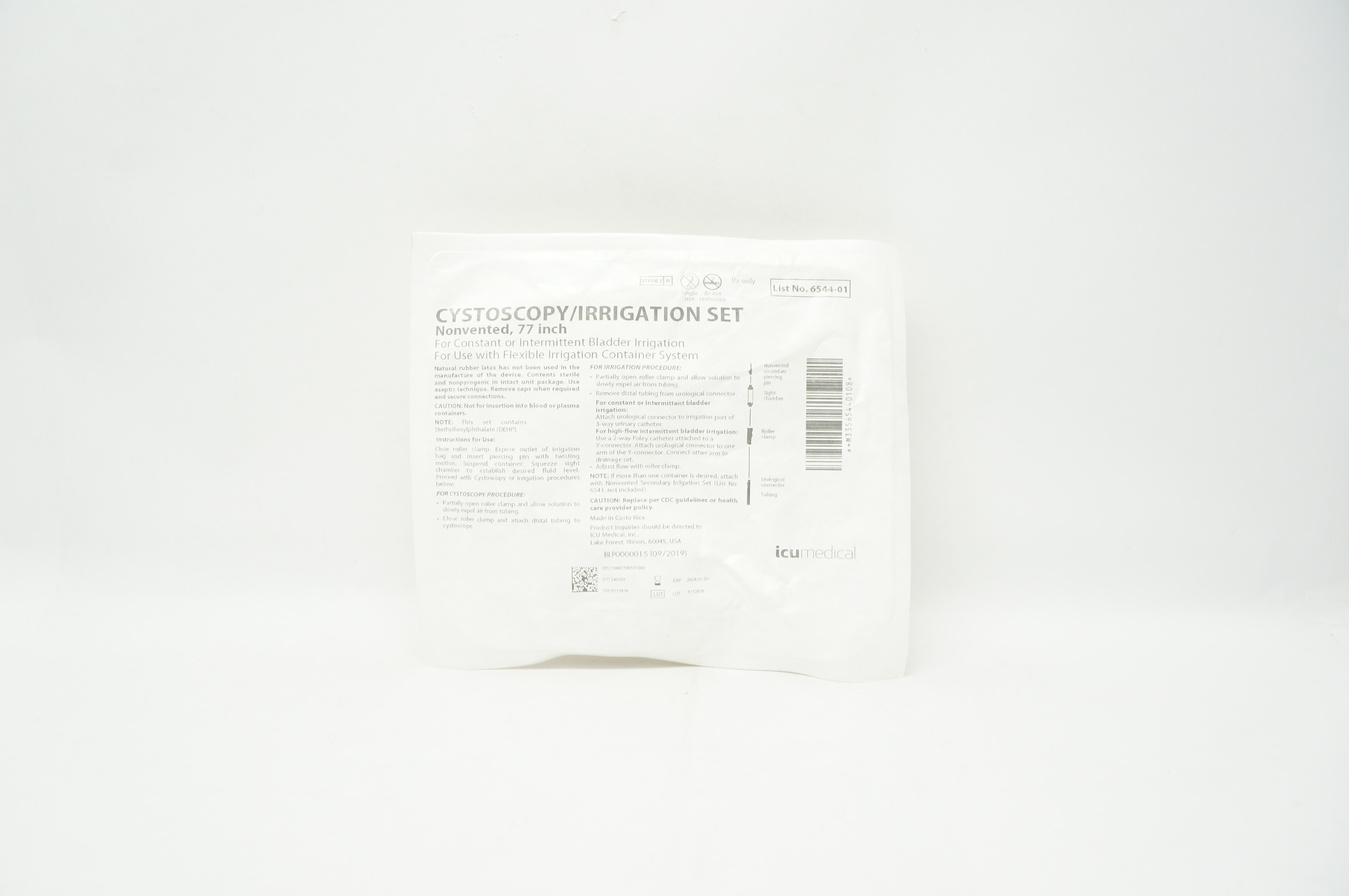 ICU Medical 6544-01 Cystoscopy Irrigation Set Nonvented, 77inch
