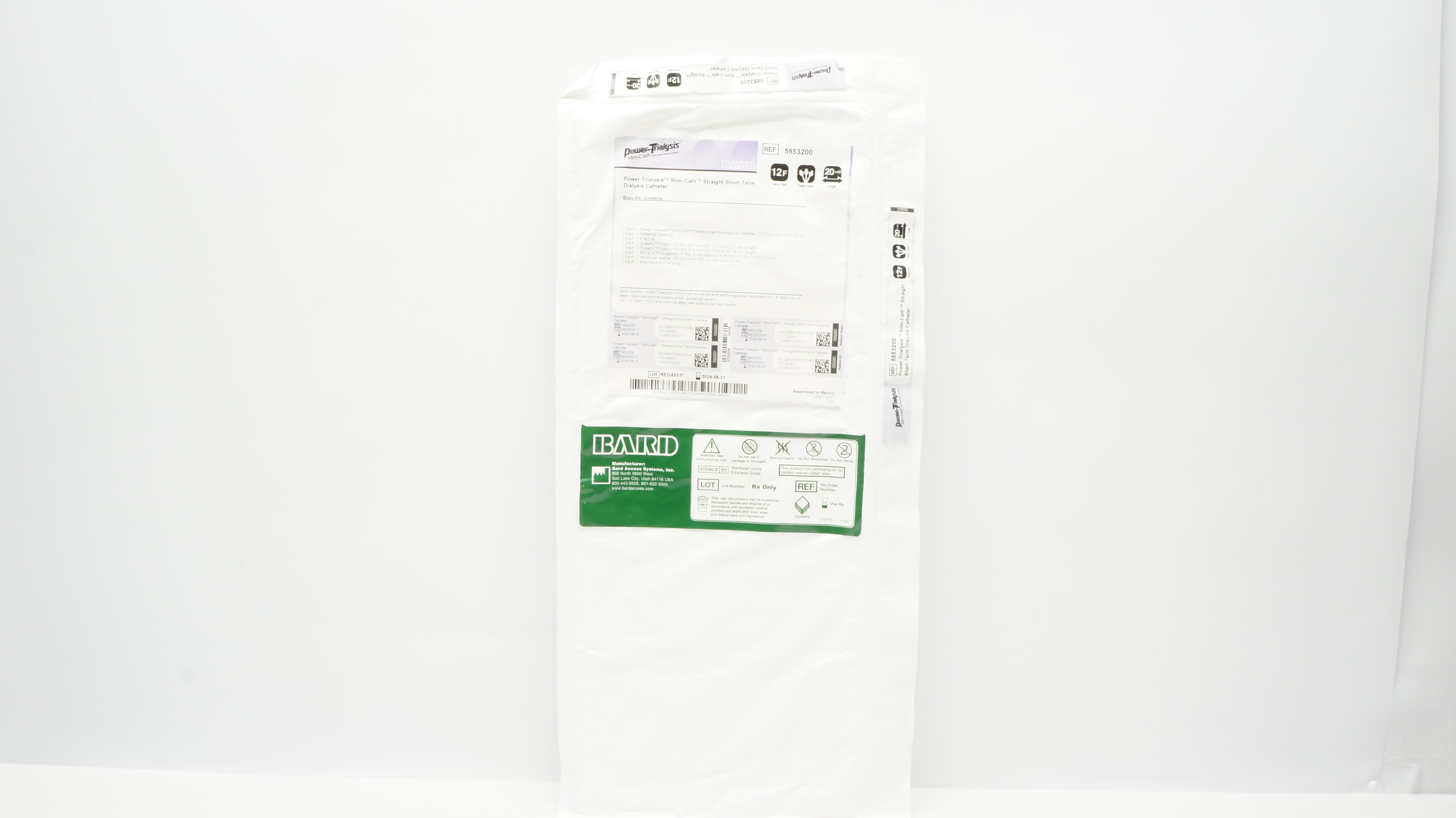 Bard 5853200 Power-Trialysis Slim-Cath Straight Short-Term Dialysis Cath.Kit (x)