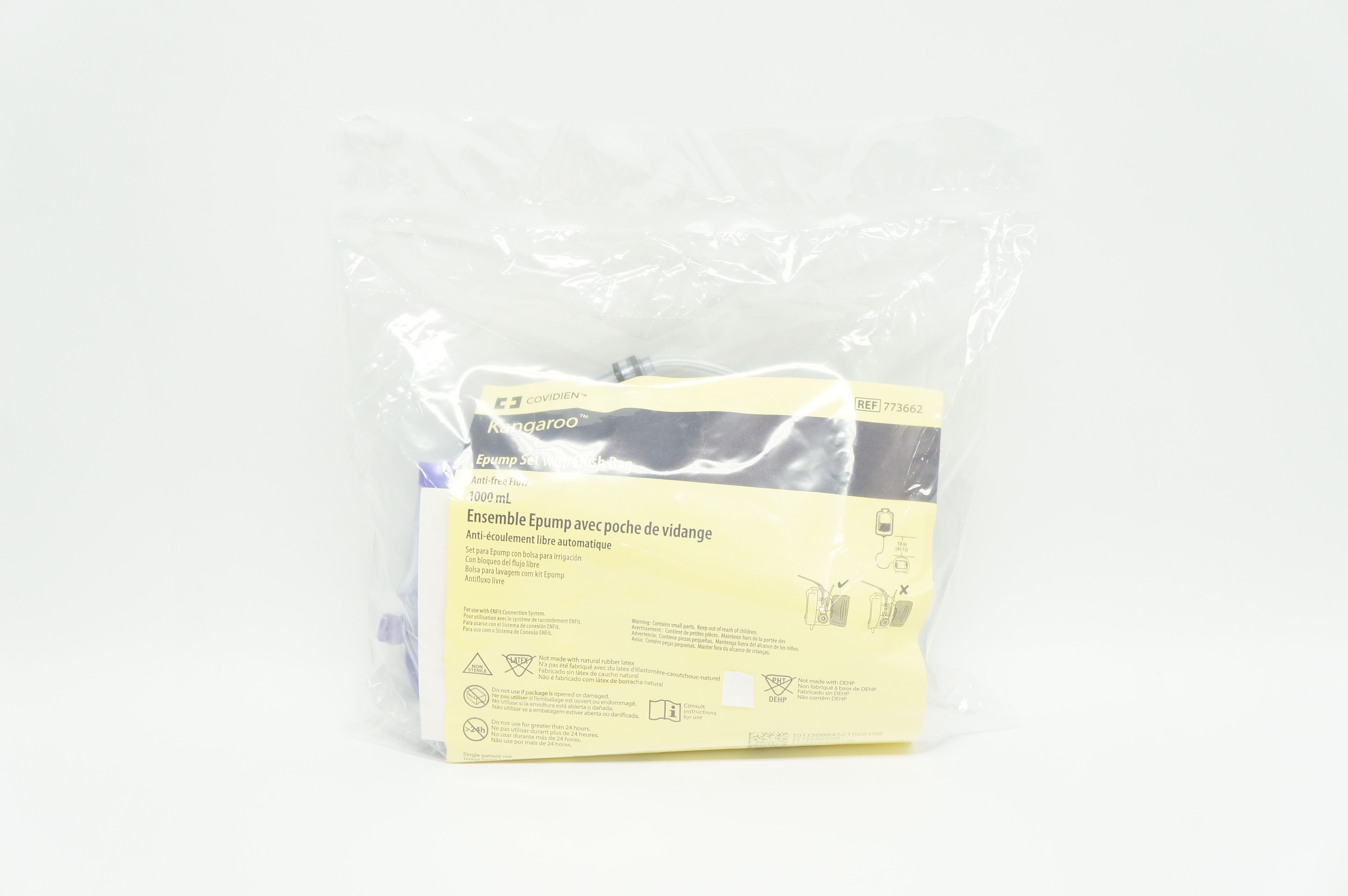 Covidien 773662 Kangaroo Epump Set with Flush Bag, 1000ml