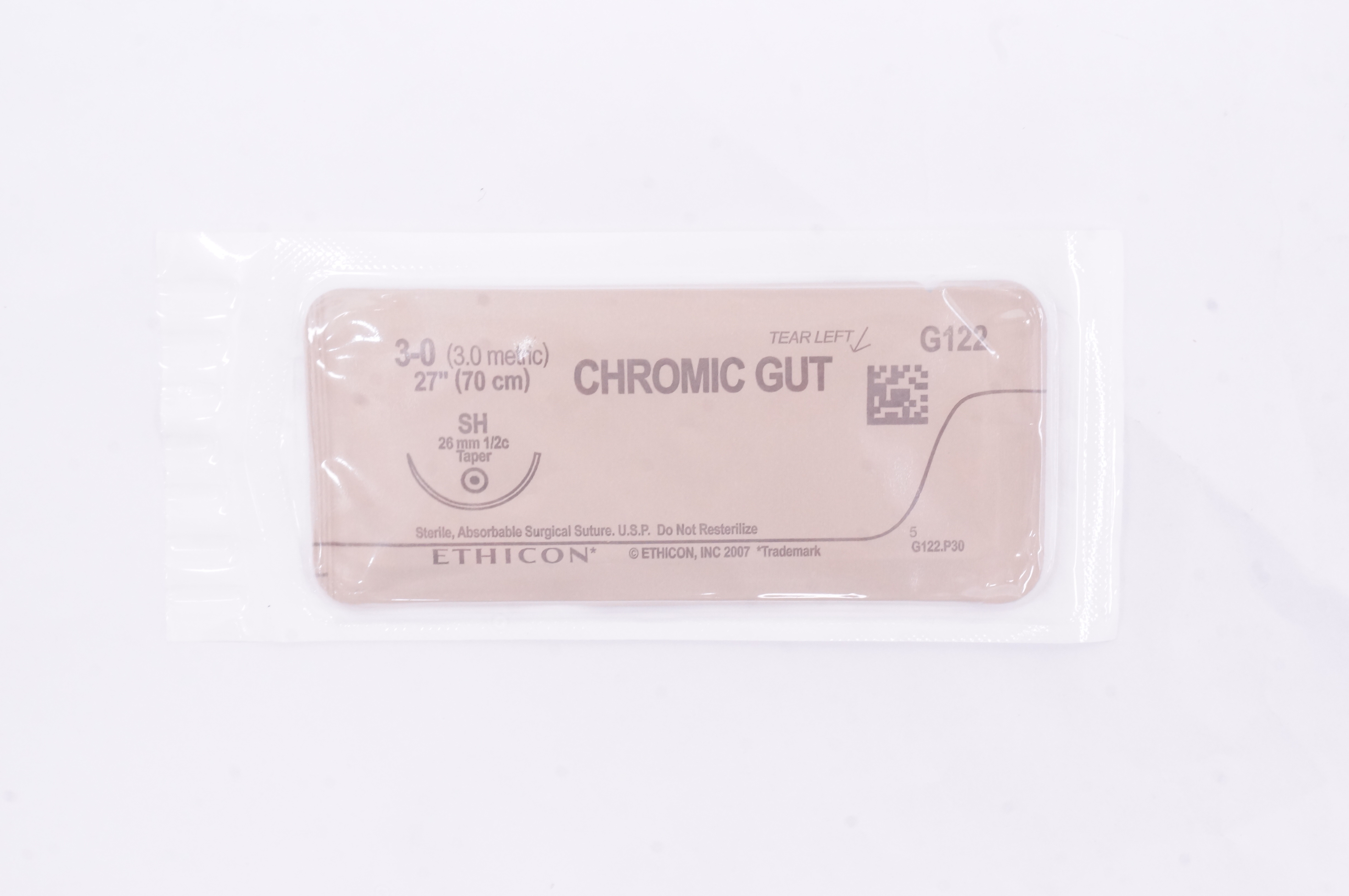 Ethicon G122 3-0 Chromic Gut SH 26mm 1/2c Taper, 27inch