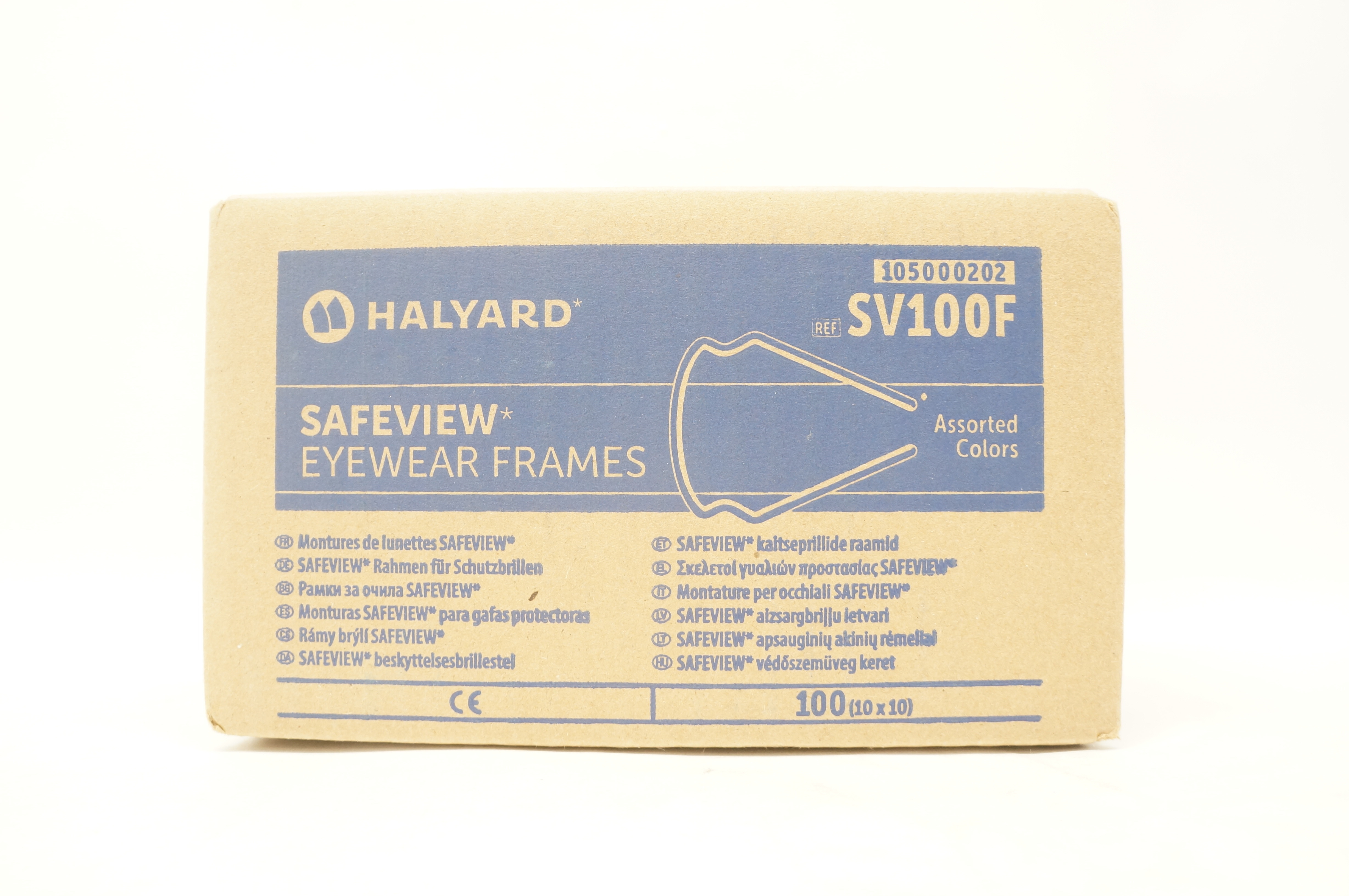 Halyard SV100F Safeview Eyewear Frames, Assorted Colors - Box of 100