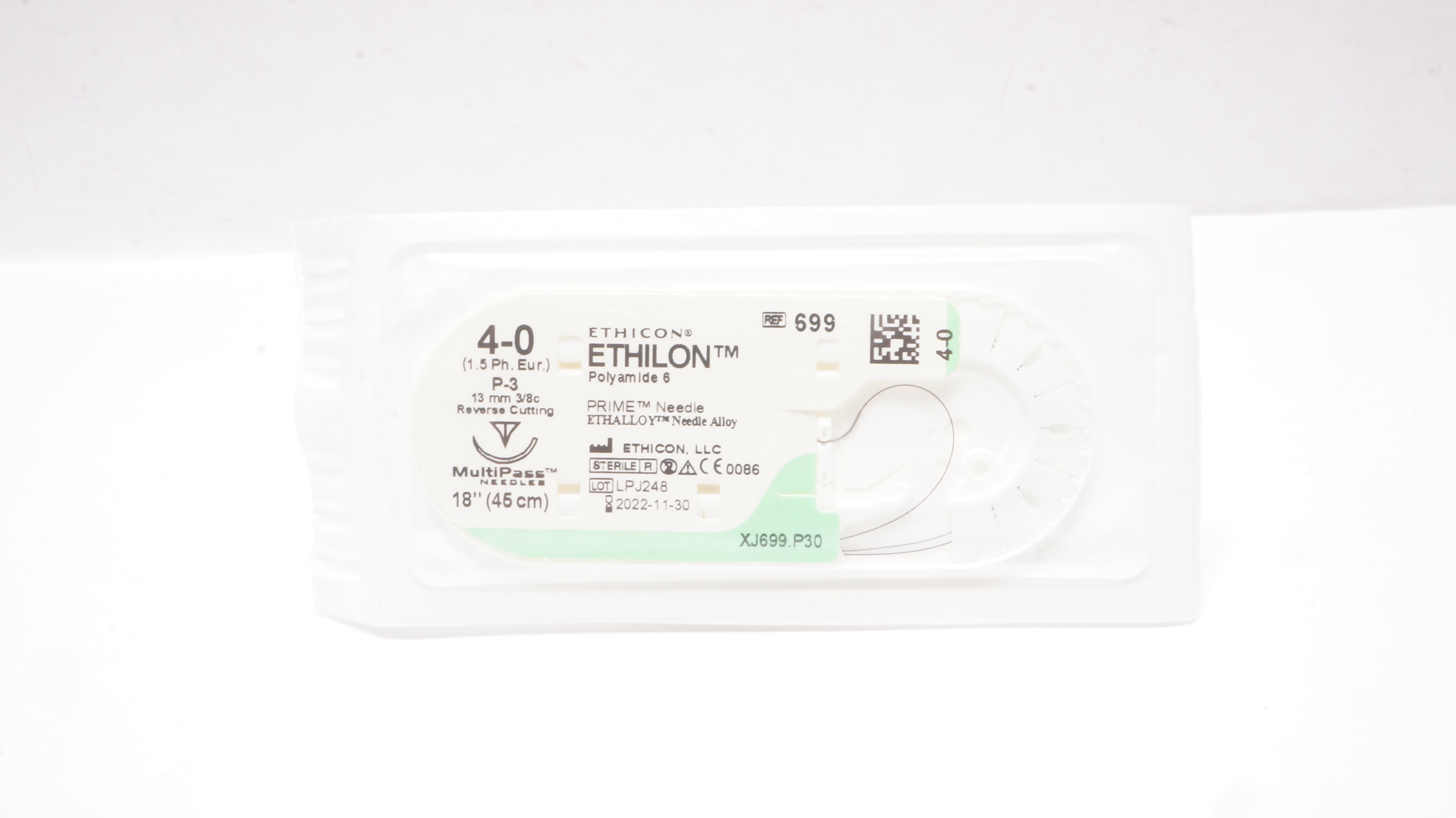 Ethicon 699 4-0 ETHILON Polyamide 6 Stre P-3 13mm 3/8c Reverse Cutting 18inch(x)