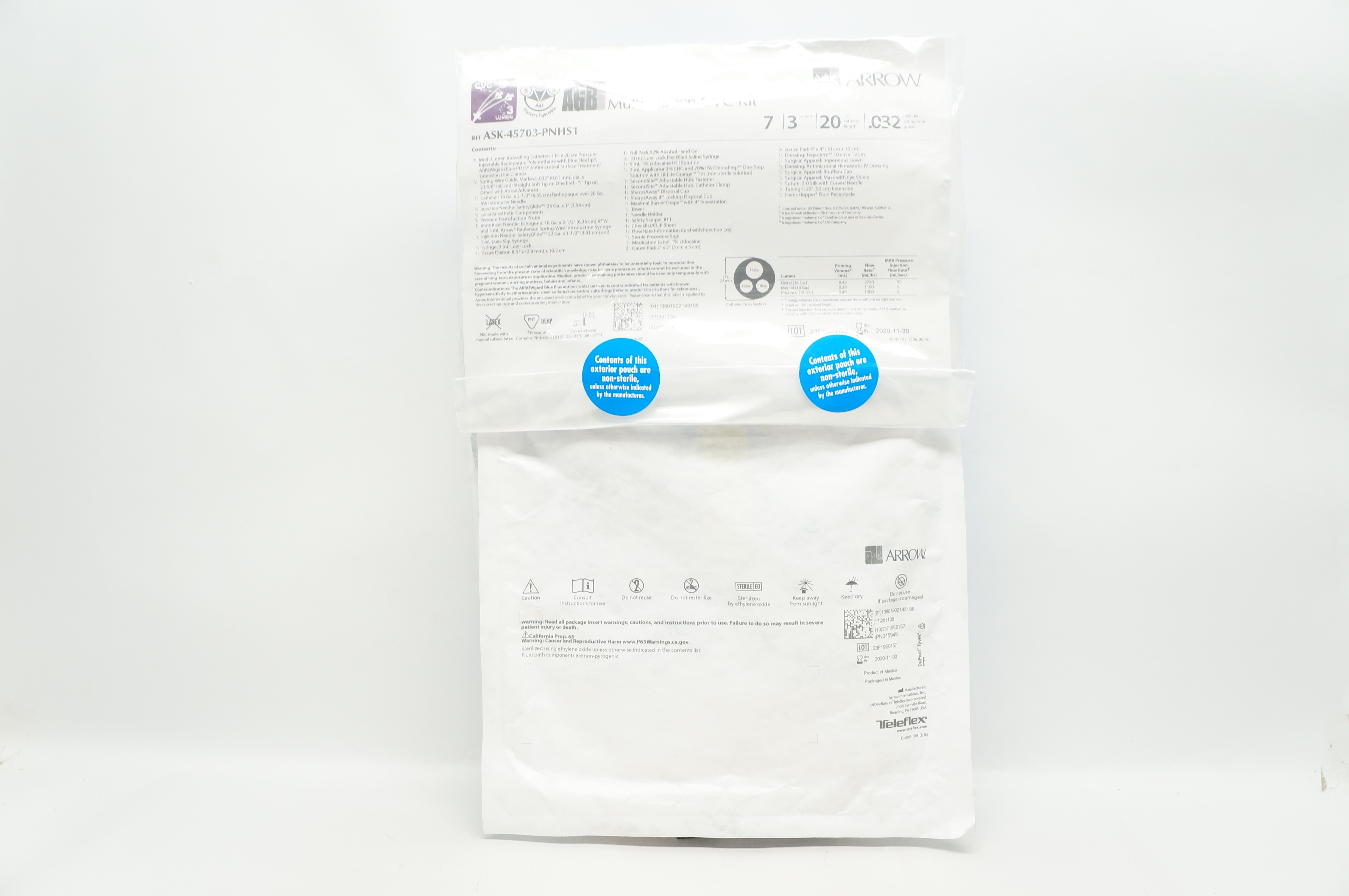 Teleflex ASK-45703-PNHS1 Arrow Multi-Lumen CVC Kit 7Fr x 20cm (x)