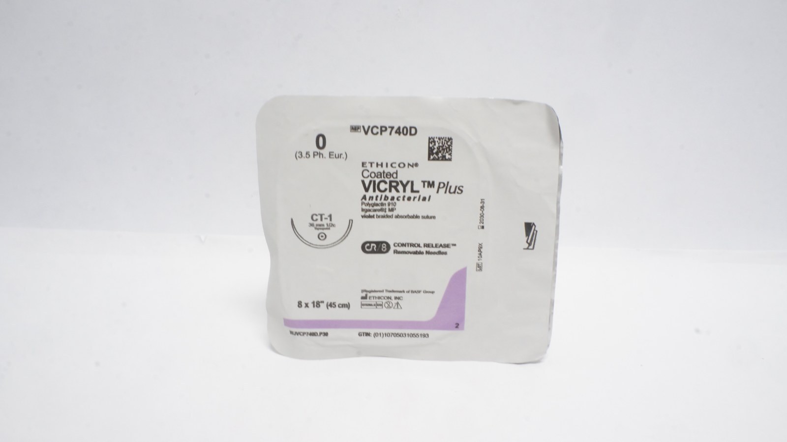 Ethicon VCP740D Coated VICRYL Plus Antibacterial Suture 0 CT-1