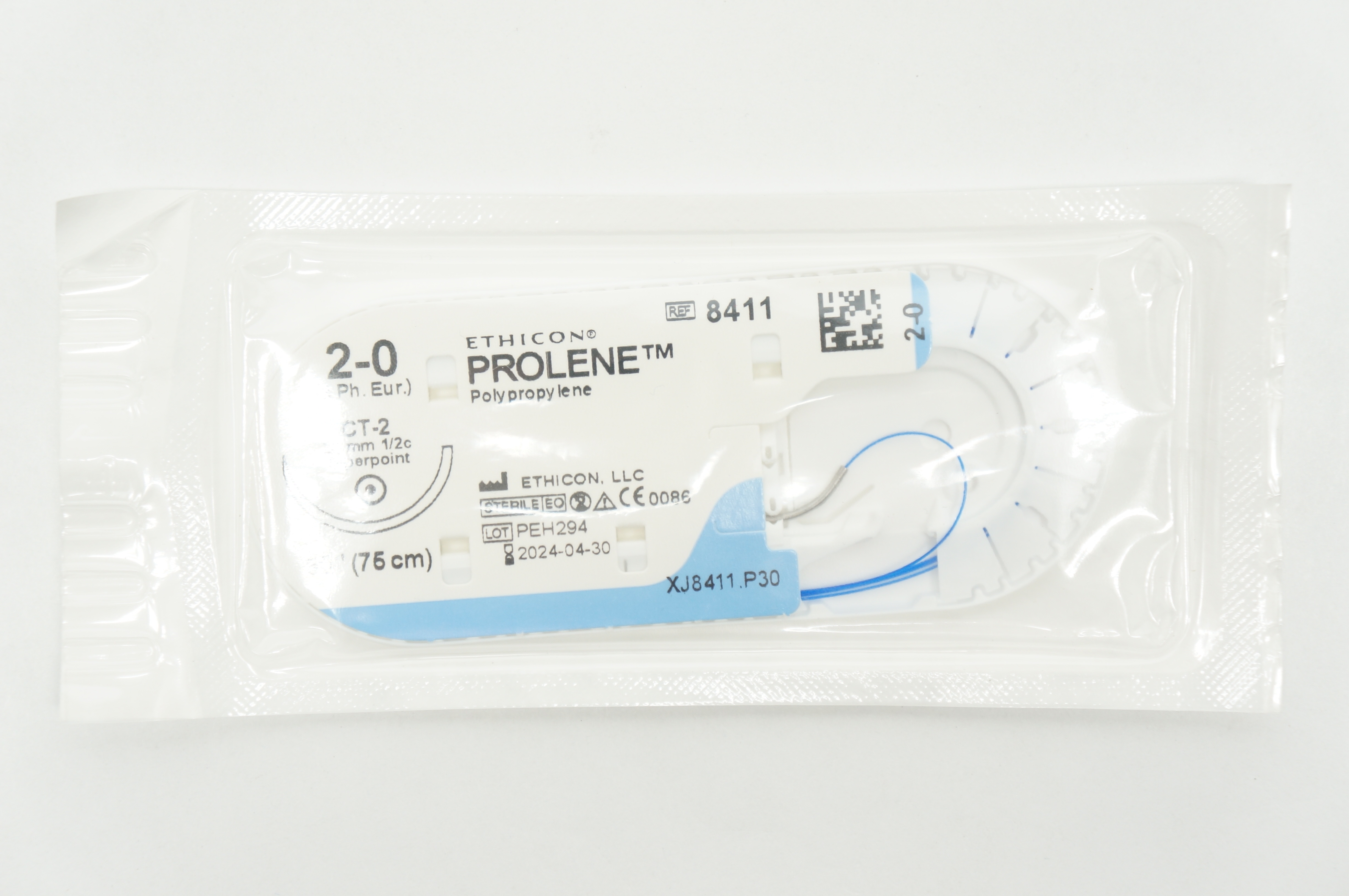Ethicon 8411 2-0 PROLENE, CT-2, 26mm 1/2c Taperpoint, 30inch