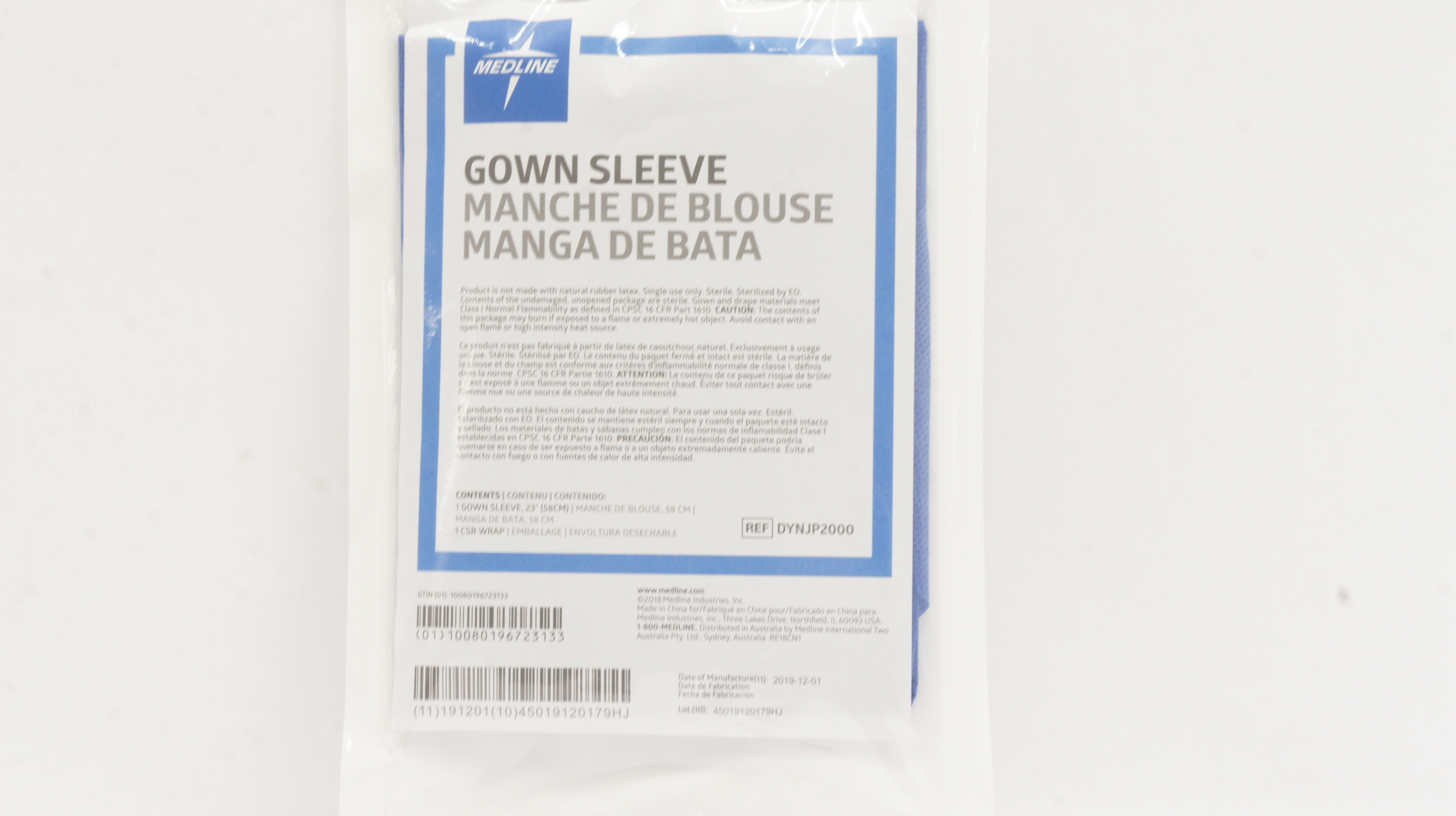 Medline DYNJP2000A  Gown Sleeve 23 inch, 1 CSR Wrap