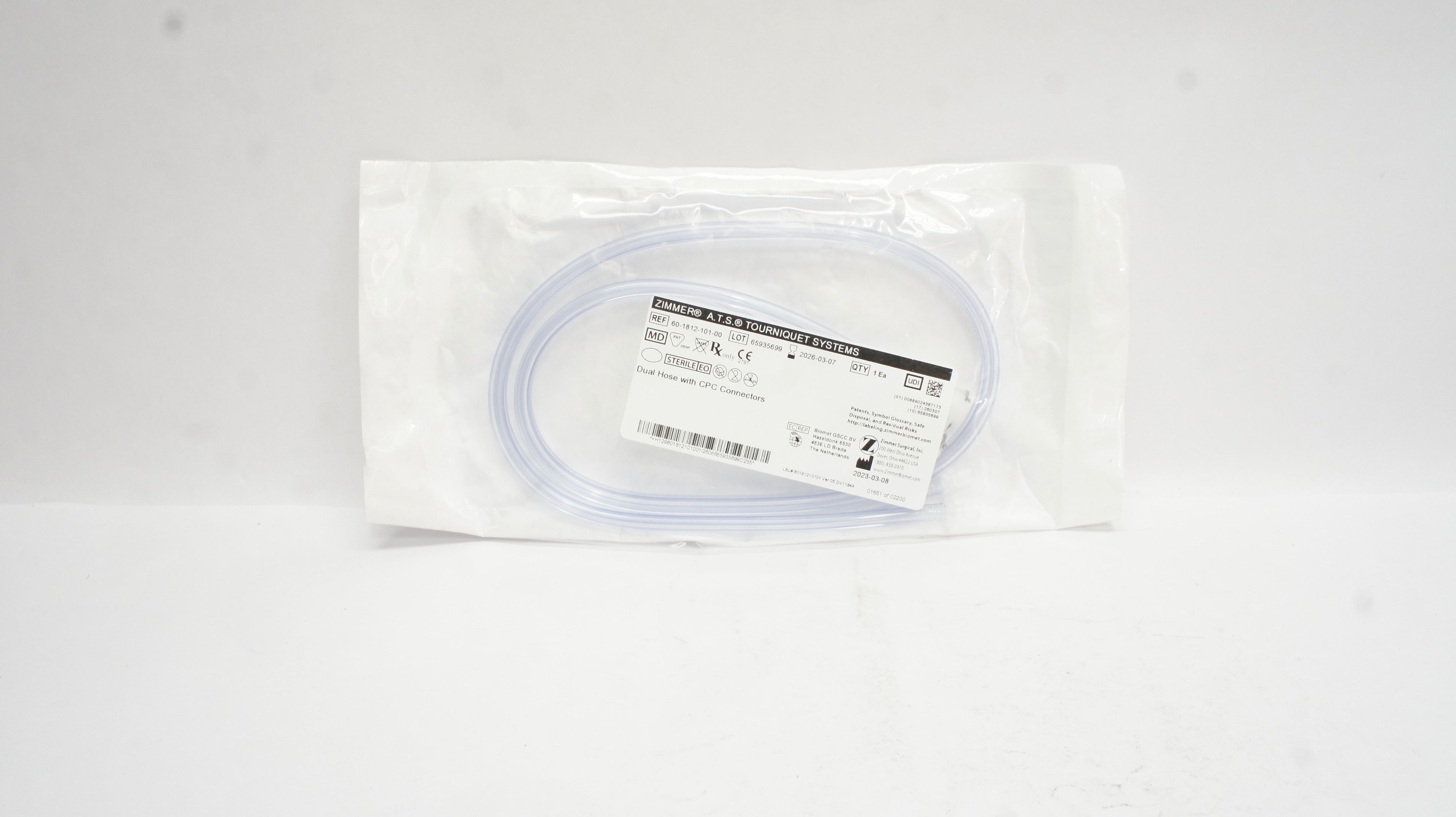 Zimmer 60-1812-101-00 A.T.S. Tourniquet Systems Dual Hose W/CPC Connectors