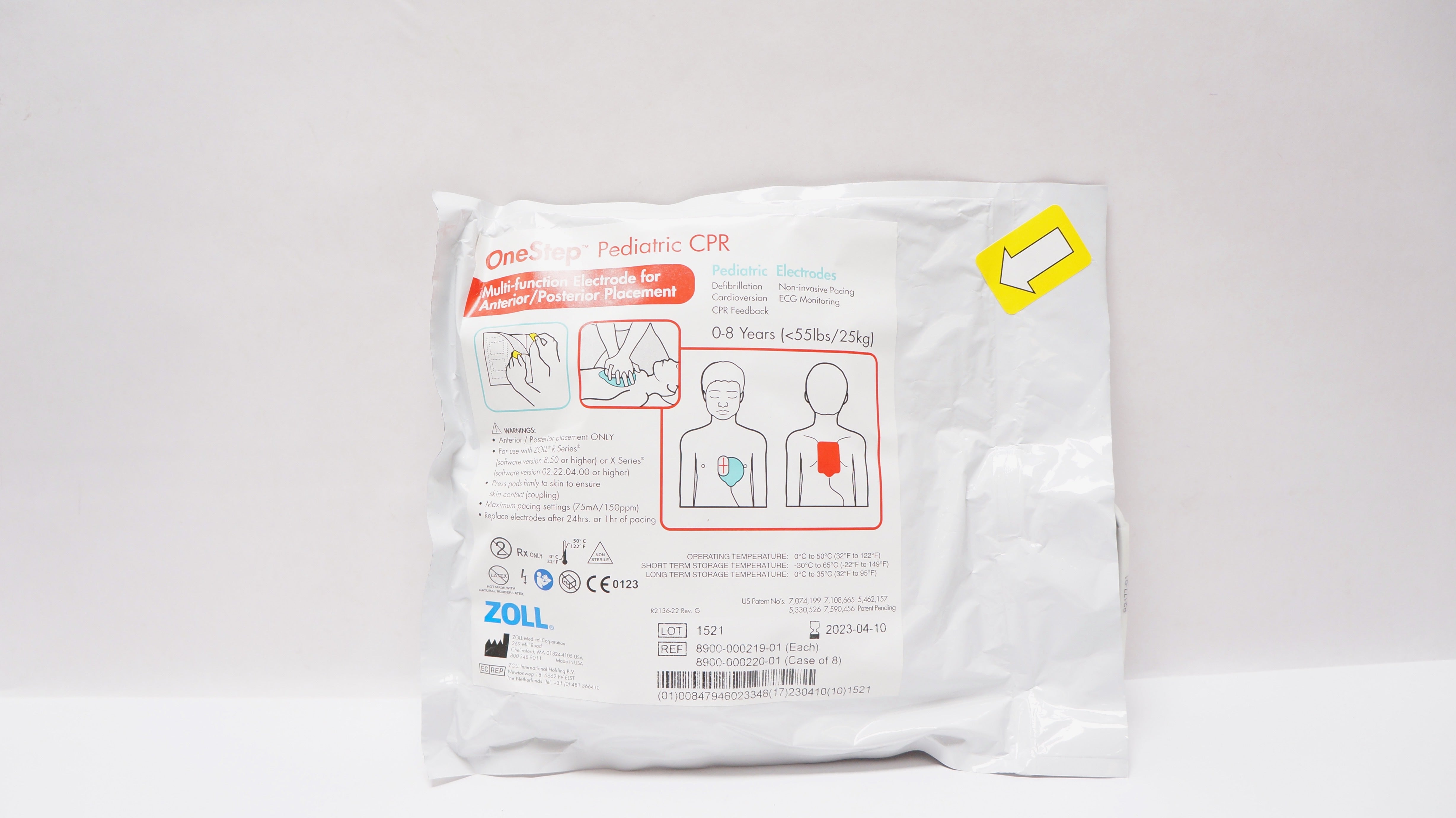 Zoll 8900-000219-01 OneStep Pediatric Multifunction Electrode 0-8 Years<55lbs(x)