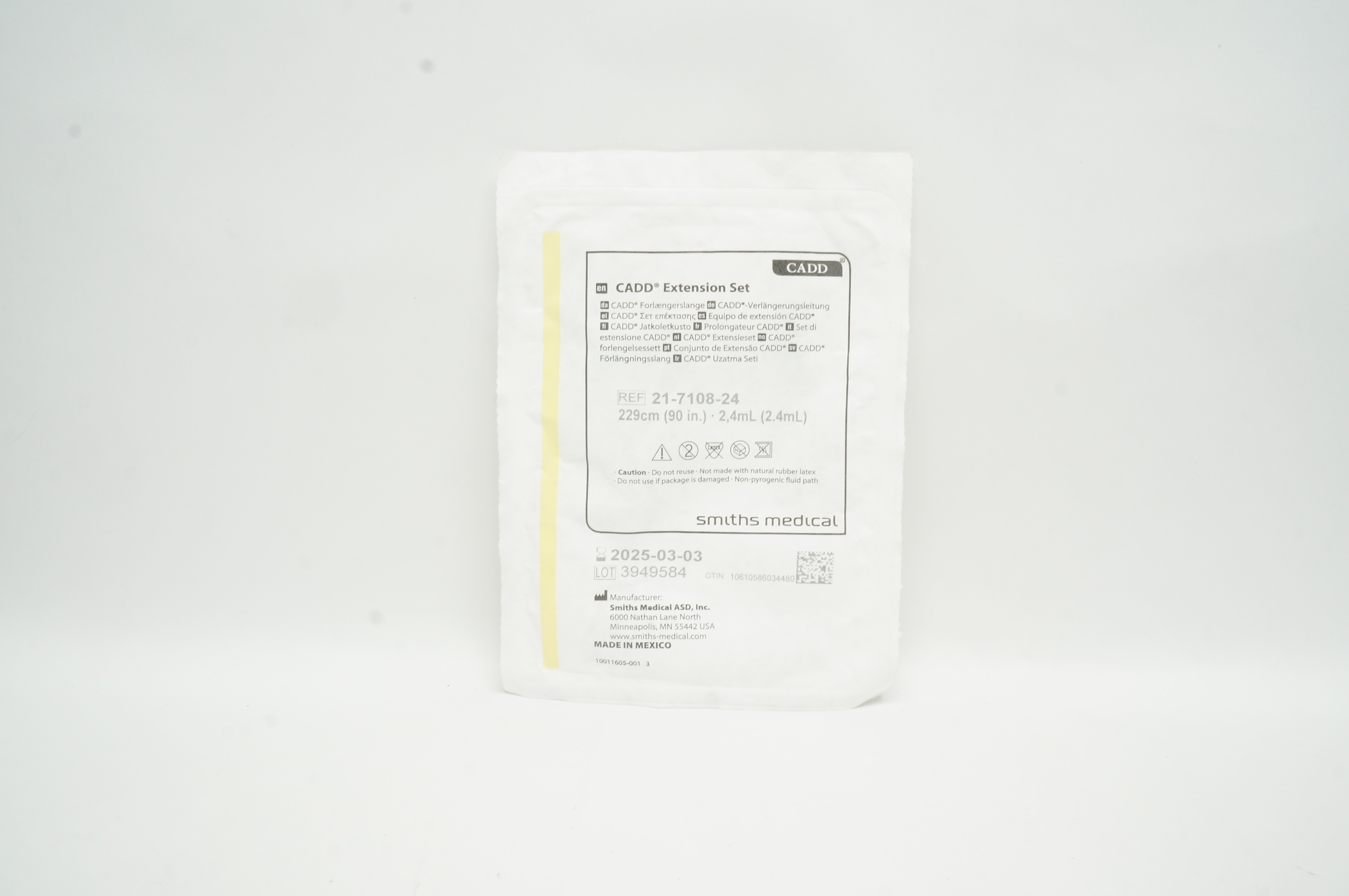Smiths Medical 21-7108-24 CADD Extension Set 2.4ml 90inch