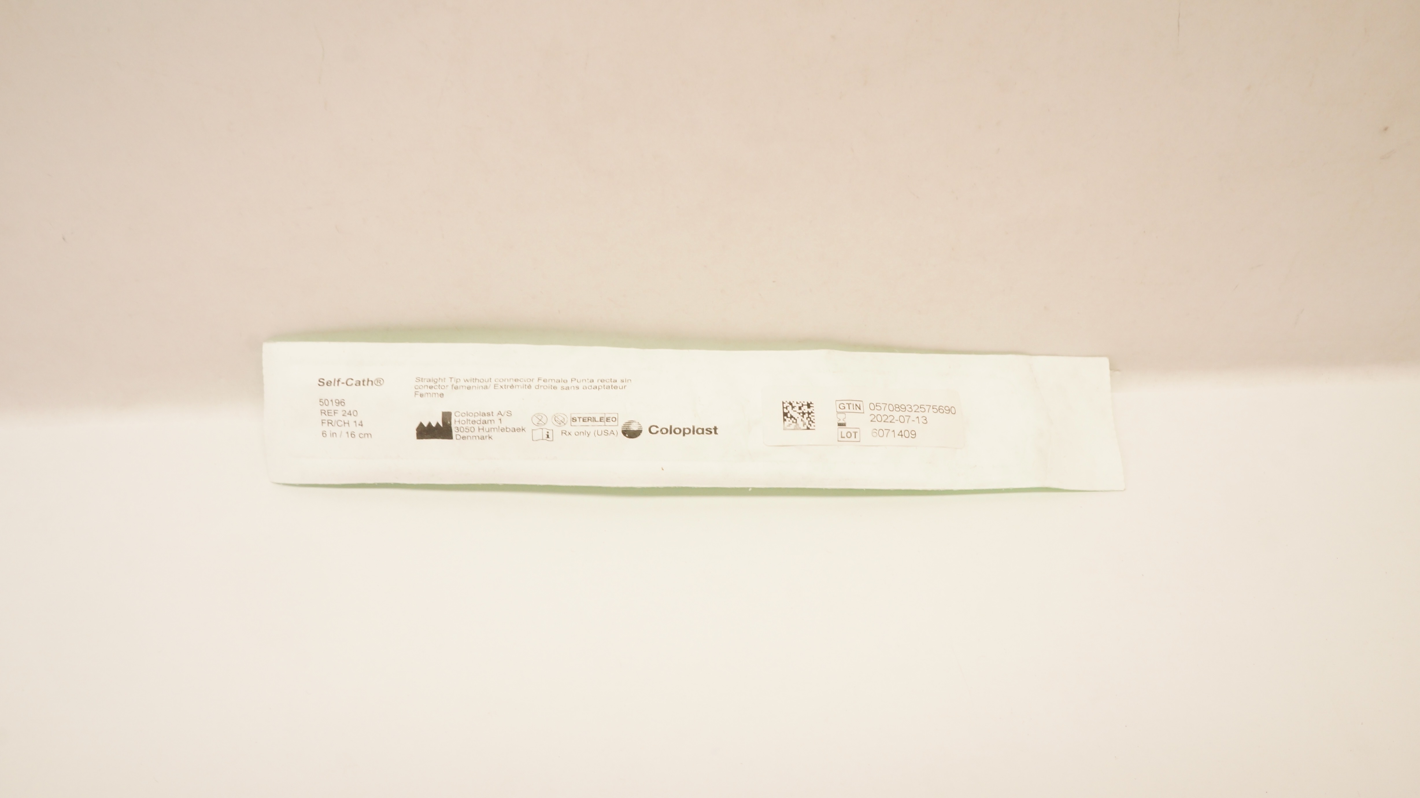 Coloplast 240 Self-Cath Urinary Cath. Straight Tip 14Fr/Ch x 6inch (x)