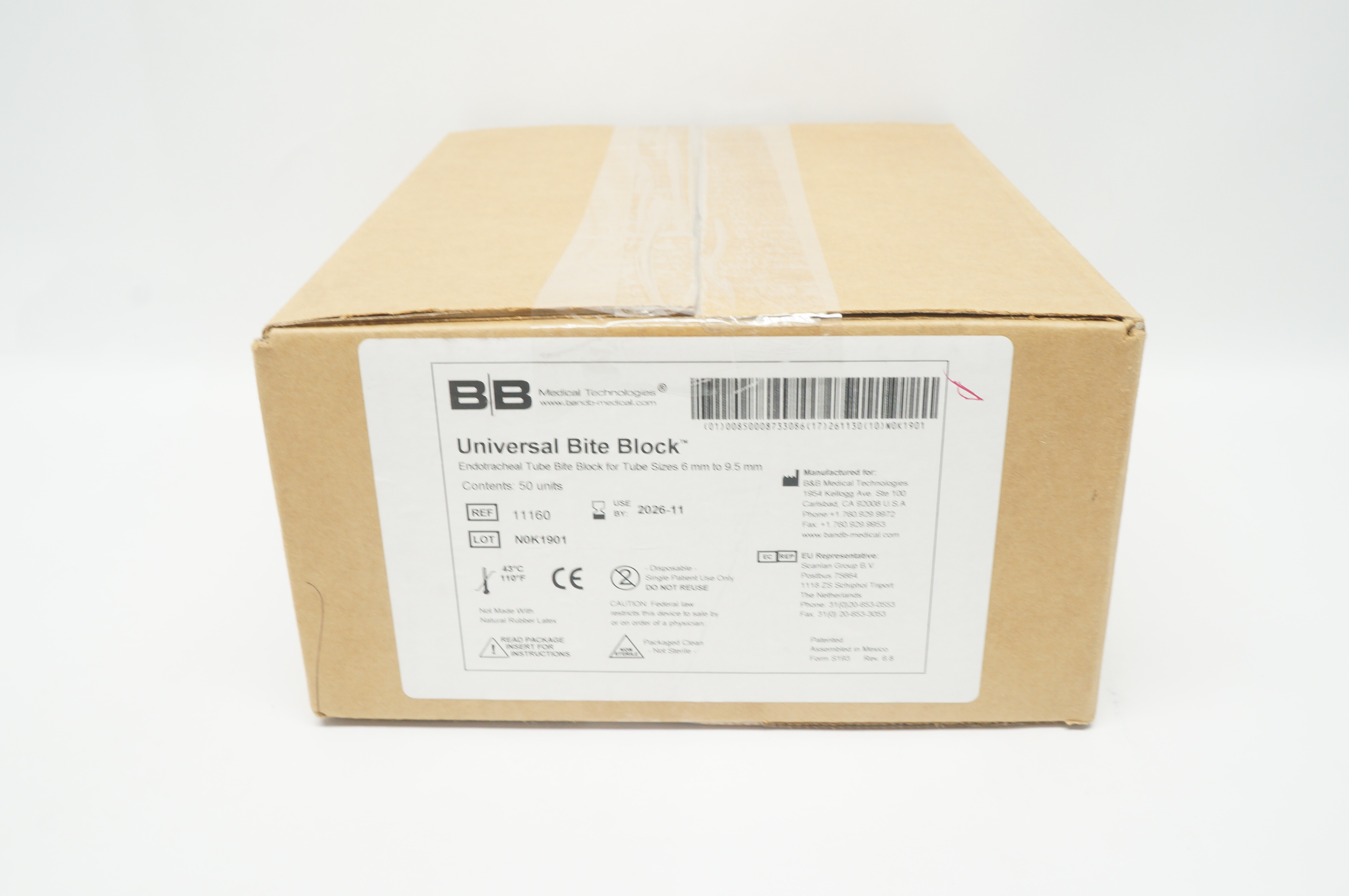B&B Medical Technologies 11160 Universal Bite Block Endotracheal Tube -Box of 49