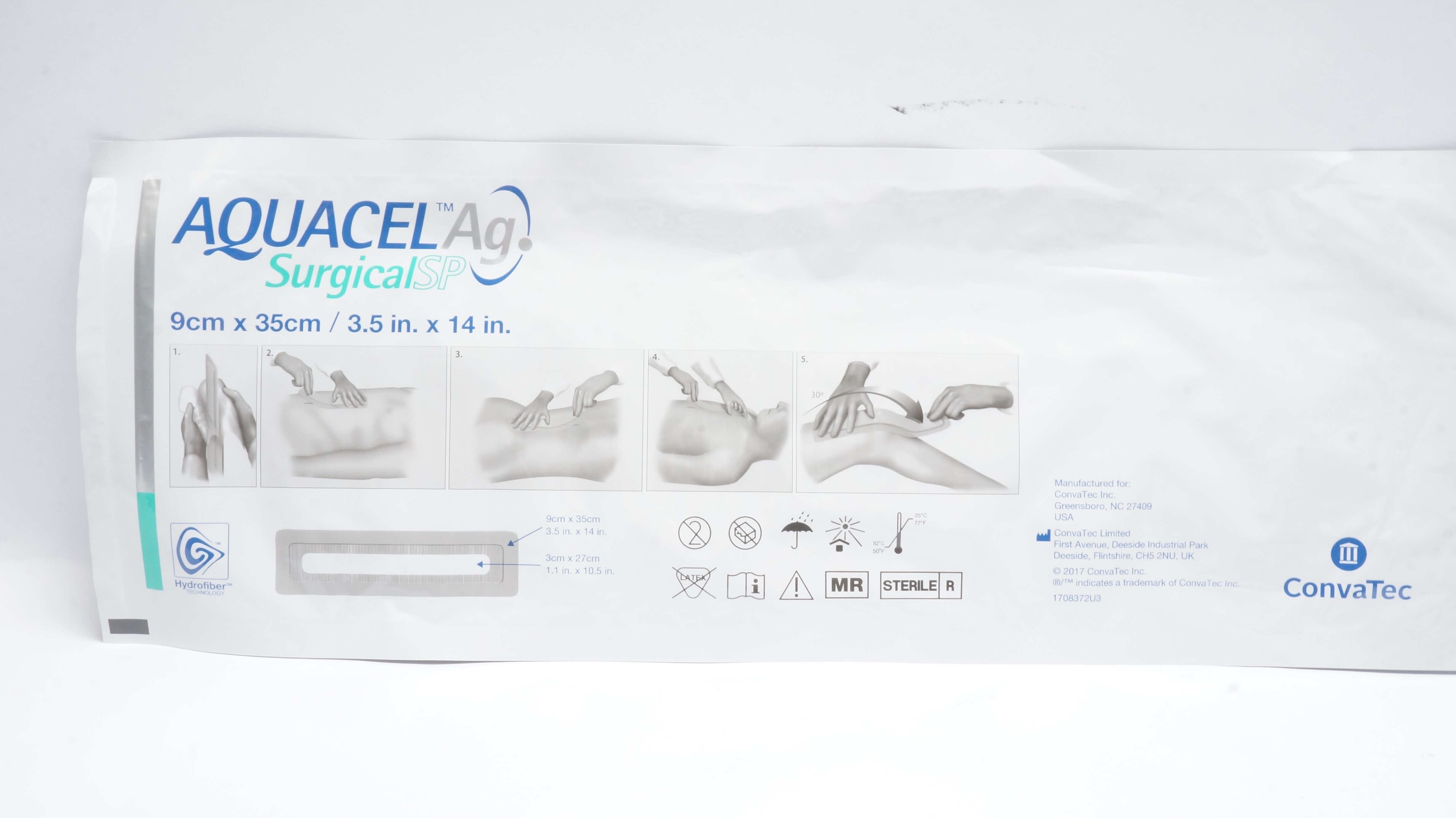 ConvaTec 412012 Aquacel Ag Surgical Cover Dressing 3.5inch x 14inch