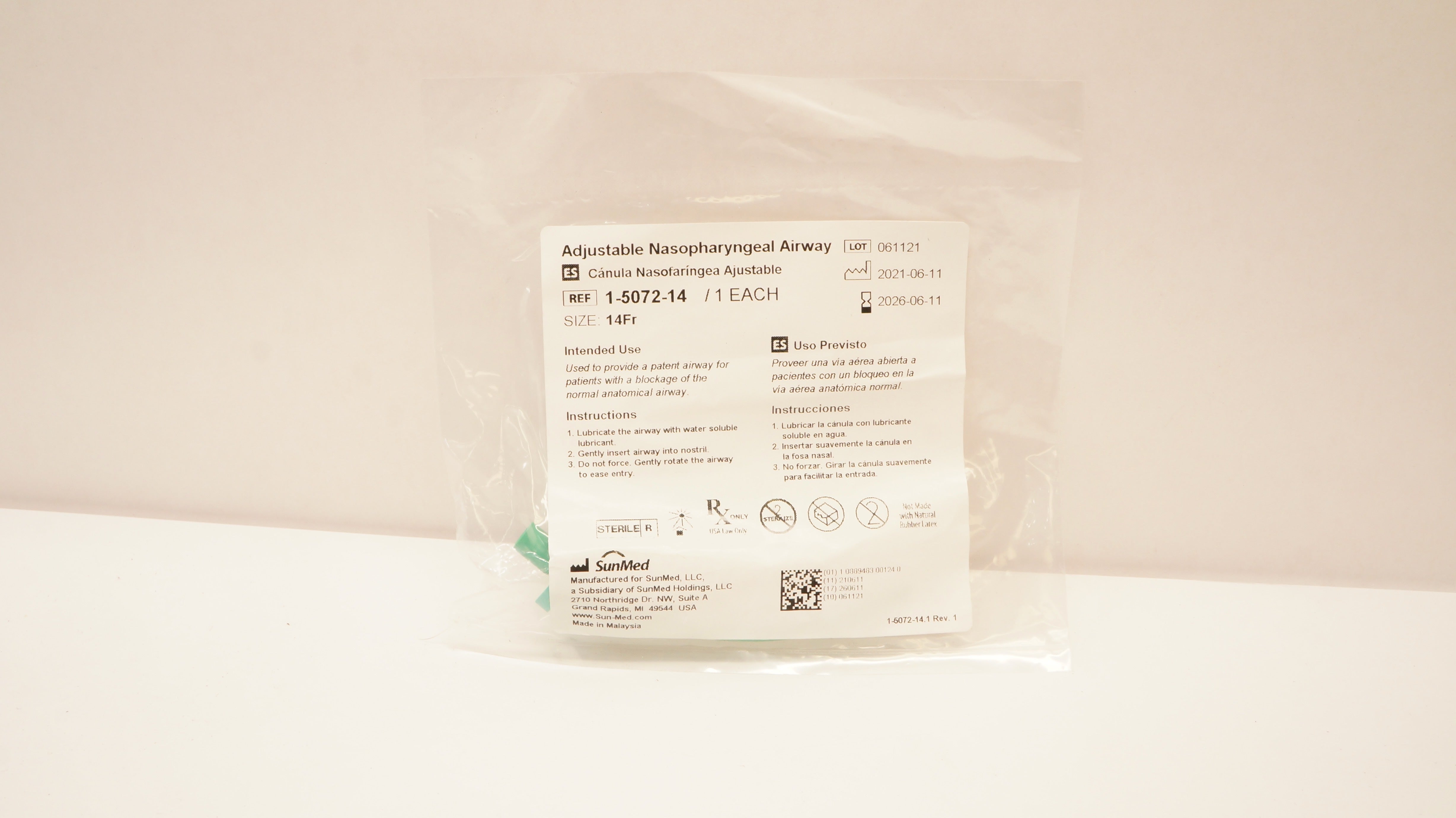 SunMed 1-5072-14 Adjustable Nasopharyngeal Airway 14Fr