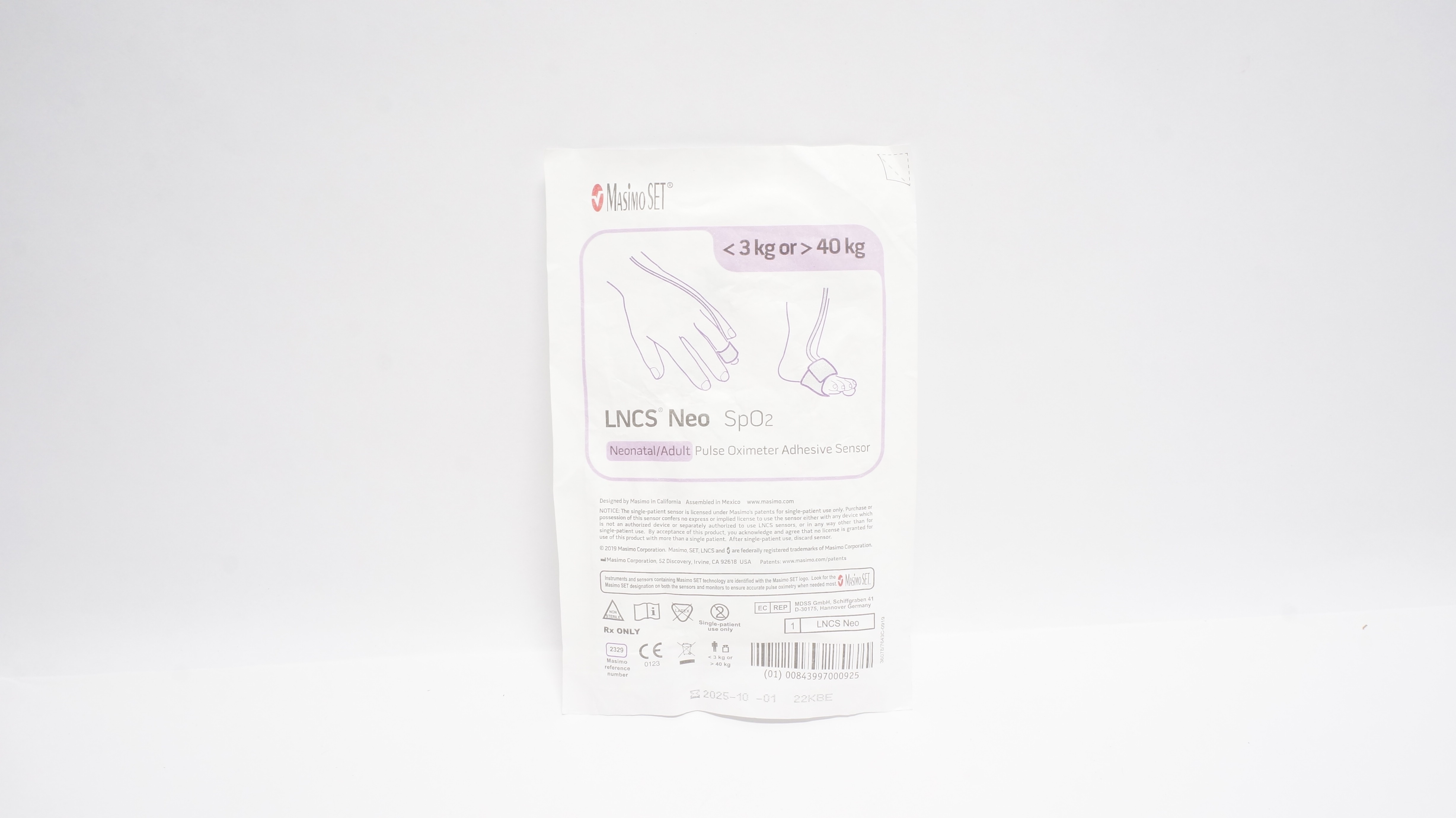 Masimo 2329 LNCS NEO Neonatal/Adult Pulse Oximeter Adhesive Sensor <3kg (x)
