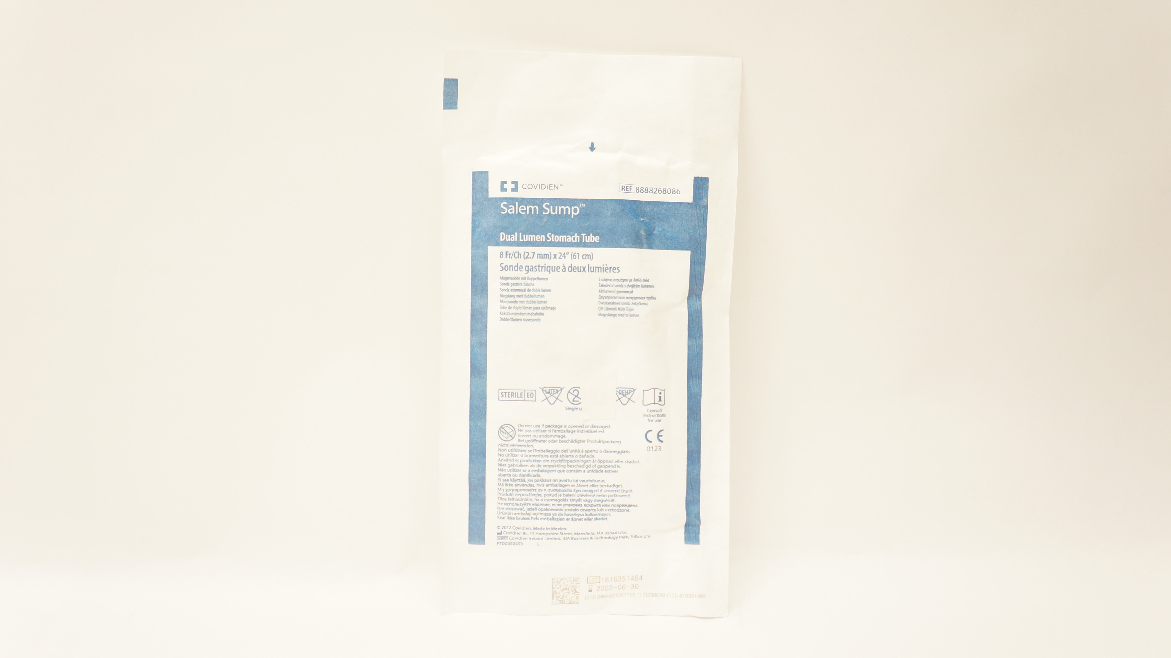 Covidien 8888268086 Dual Lumen Stomach Tube 8Fr x 24in