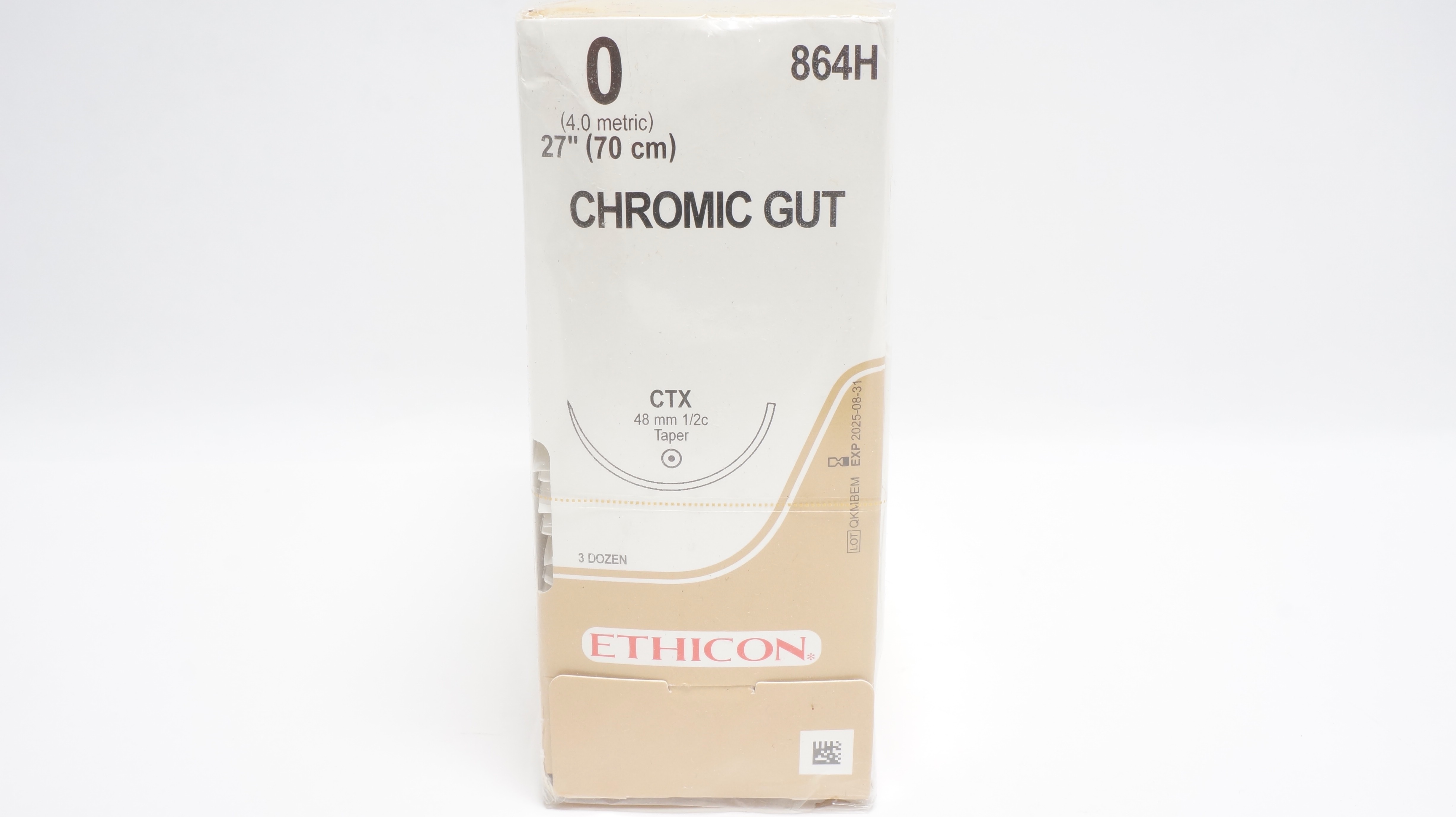 Ethicon 864H 0 Chromic Gut Stre CTX 48mm 1/2c Taper, 27inch - Box of 36 (x)