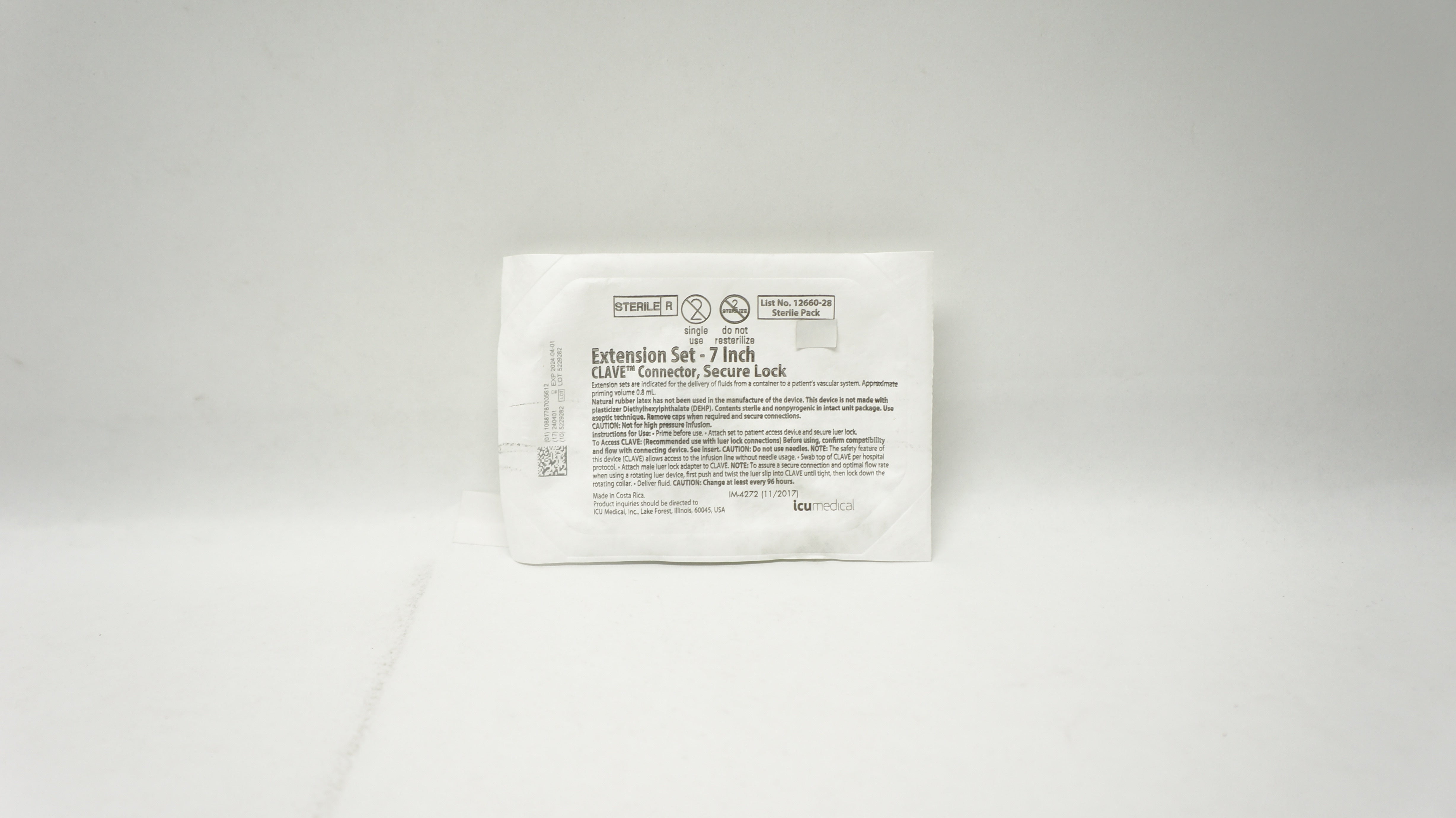 ICU Medical 12660-28 Extension Set 7inch