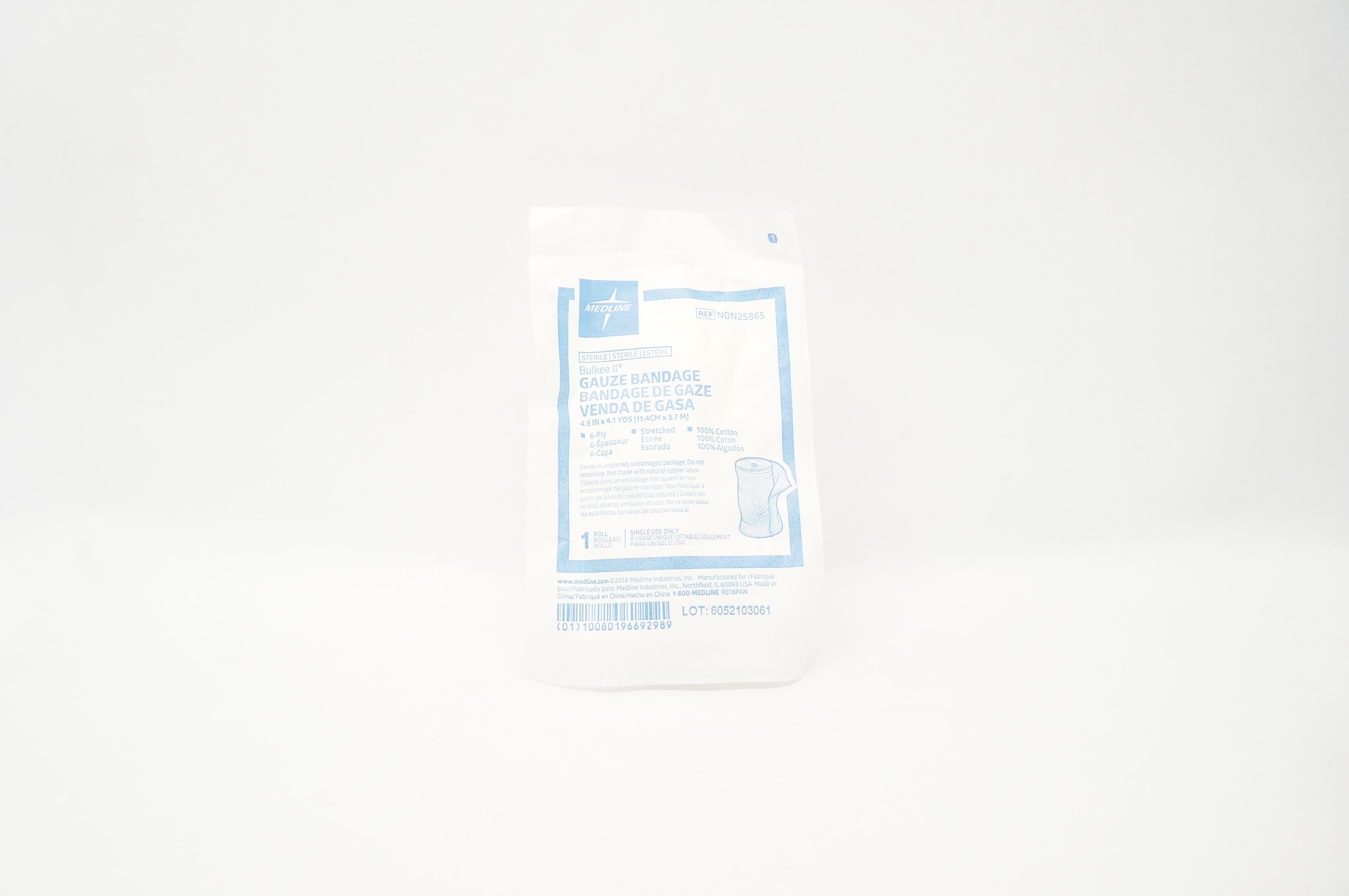 Medline NON25865 Bulkee II Gauze Bandage, Stretched 6-Ply 4.5inch x 4.1yds