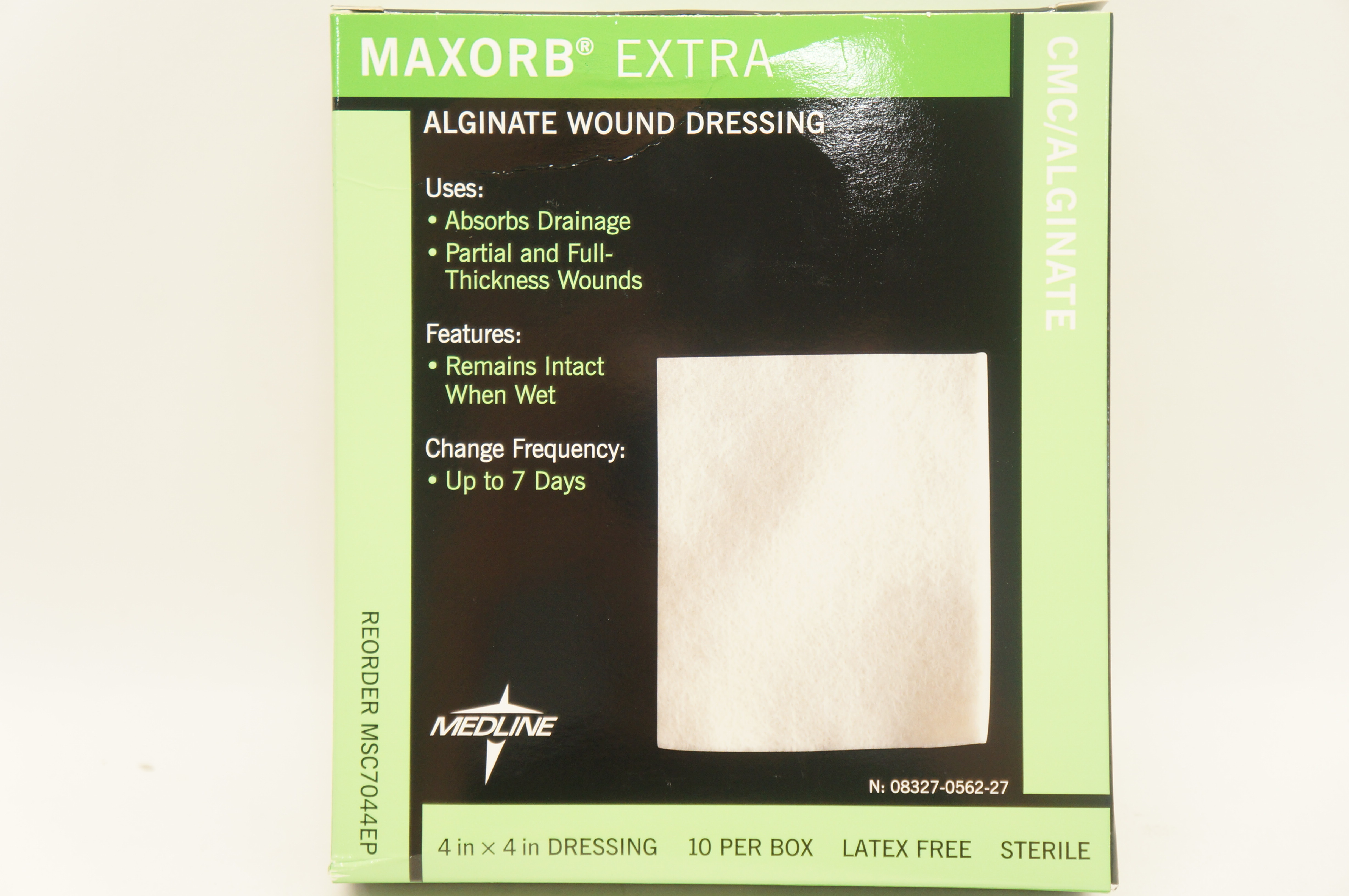 Medline MSC7044EP MAXORB Extra Alginate Wound Dressing 4 x 4inch - Box of 10
