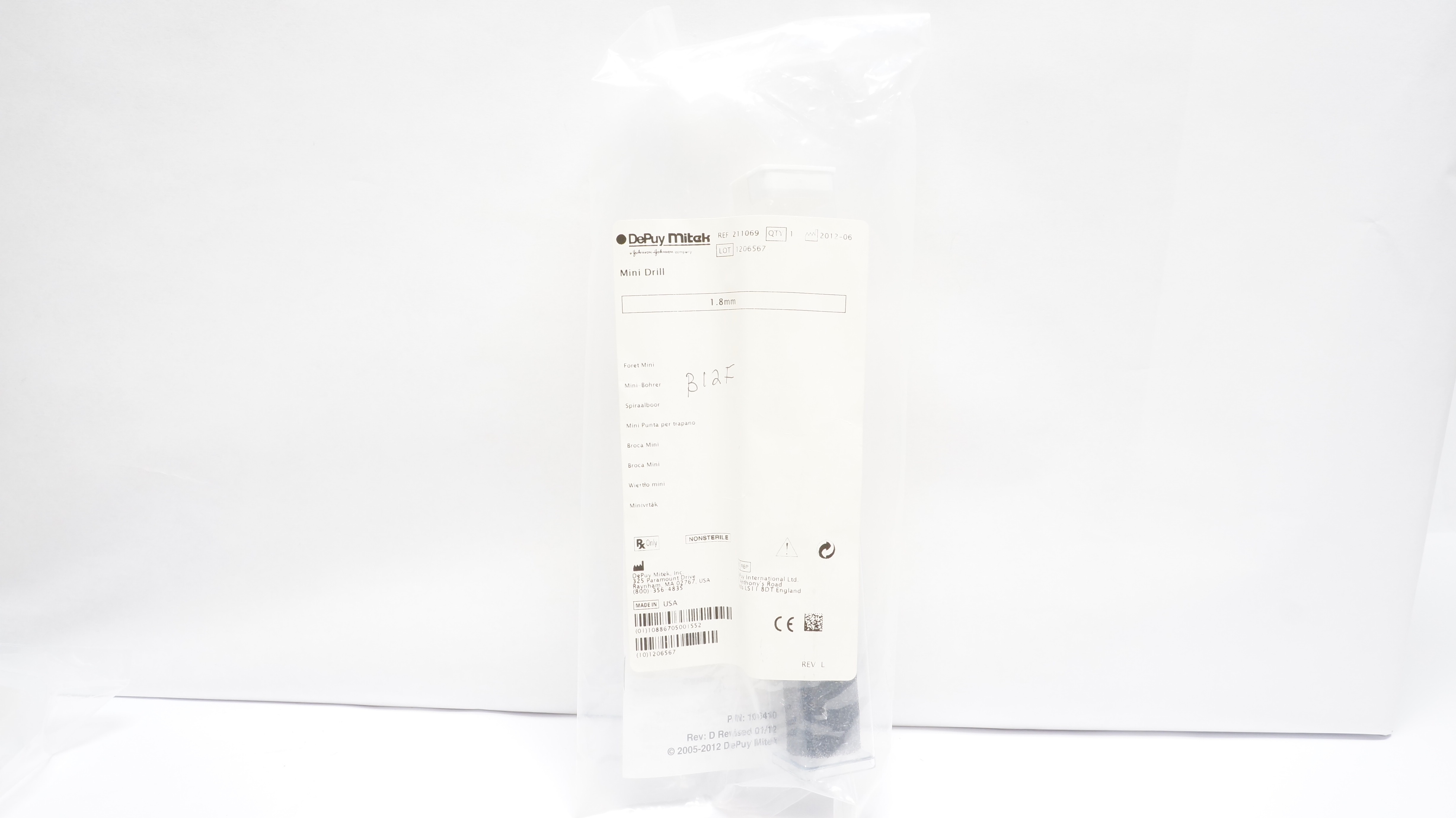 DePuy Mitek 211069 Mini Drill 1.8mm