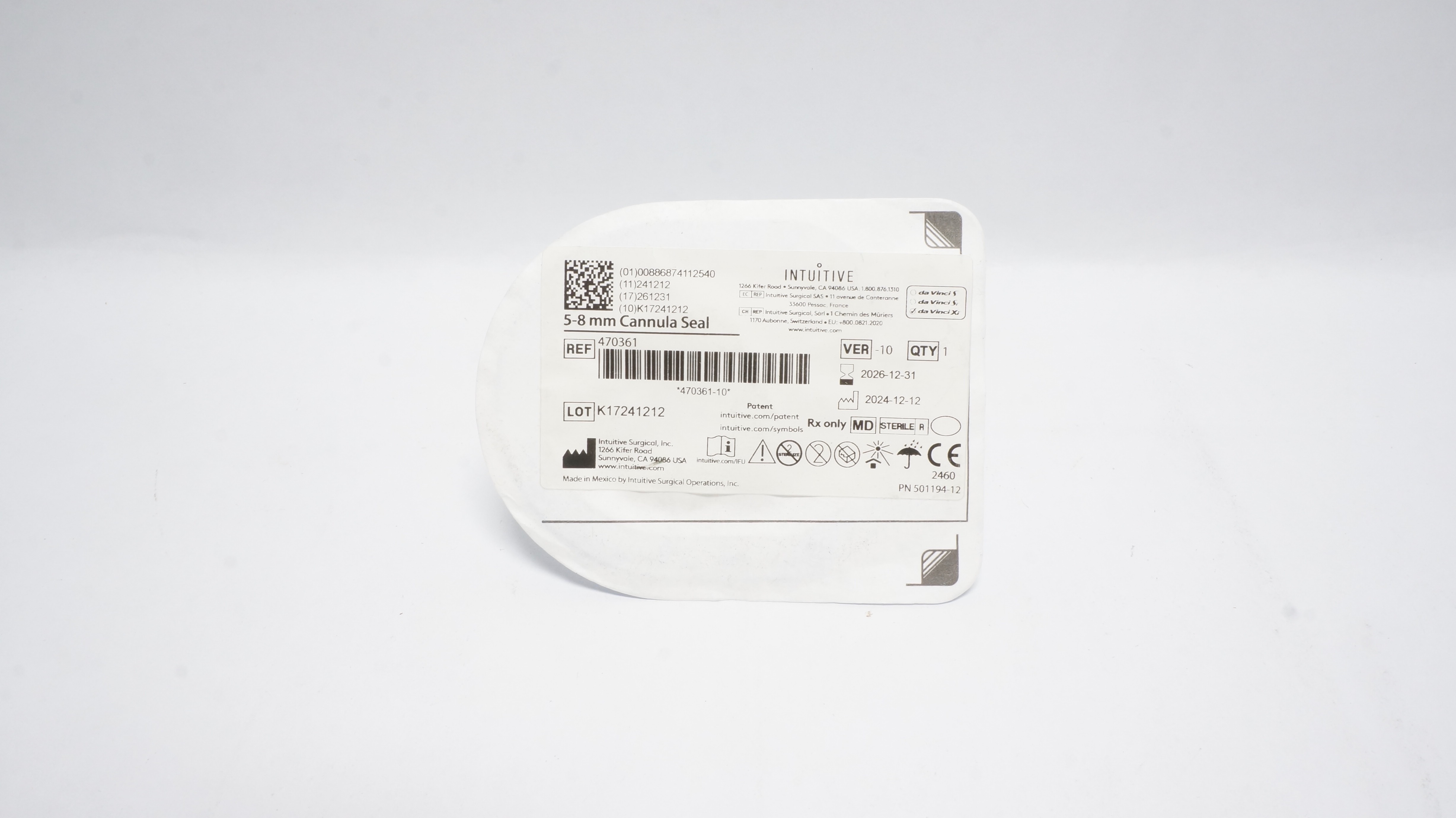 Intuitive Surgical 470361 Da Vinci Xi Cannula Seal 5-8mm