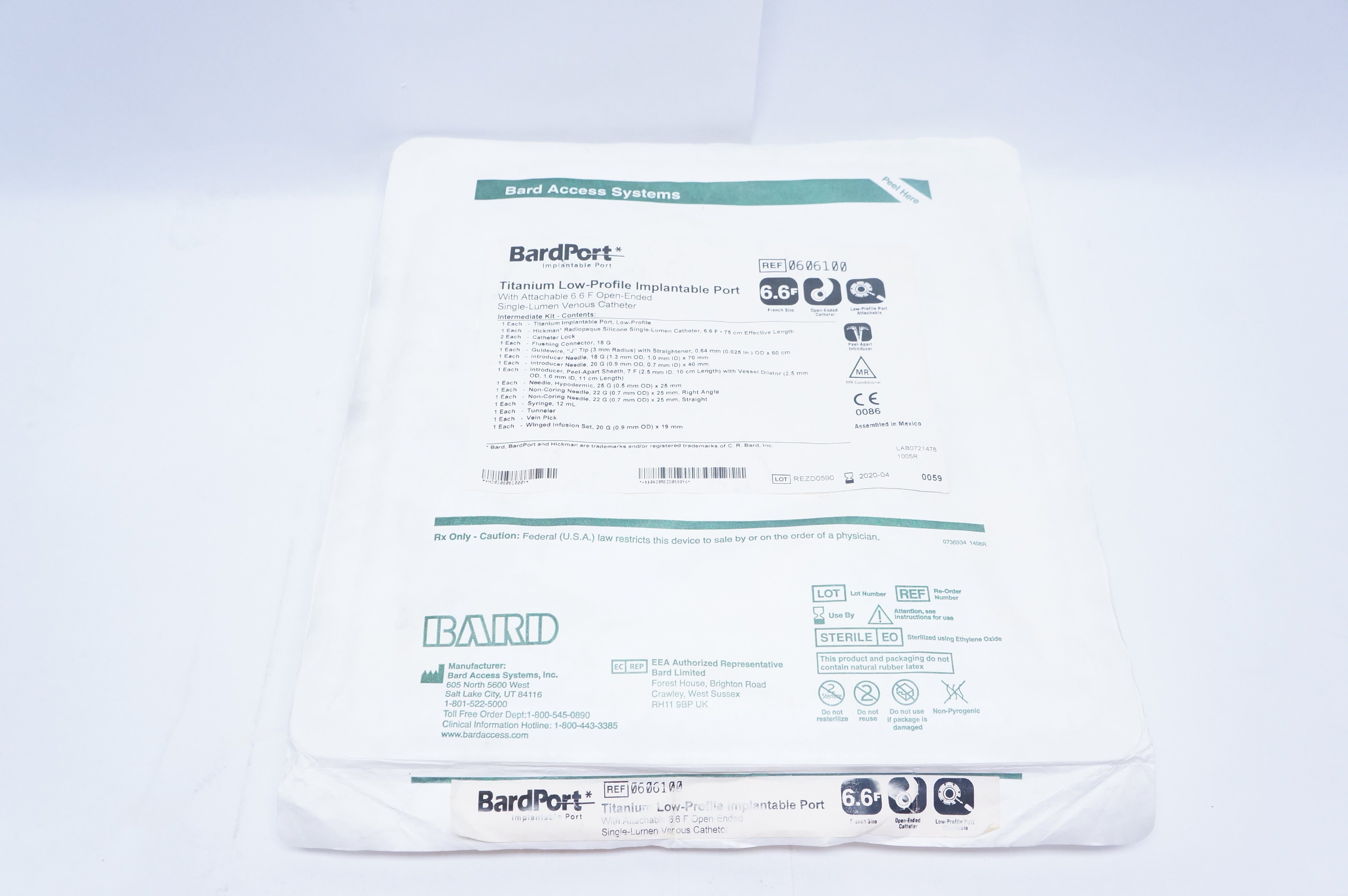 Bard 0606100 BardPort Titanium Low-Profile Implantable Port 6.6F (x)