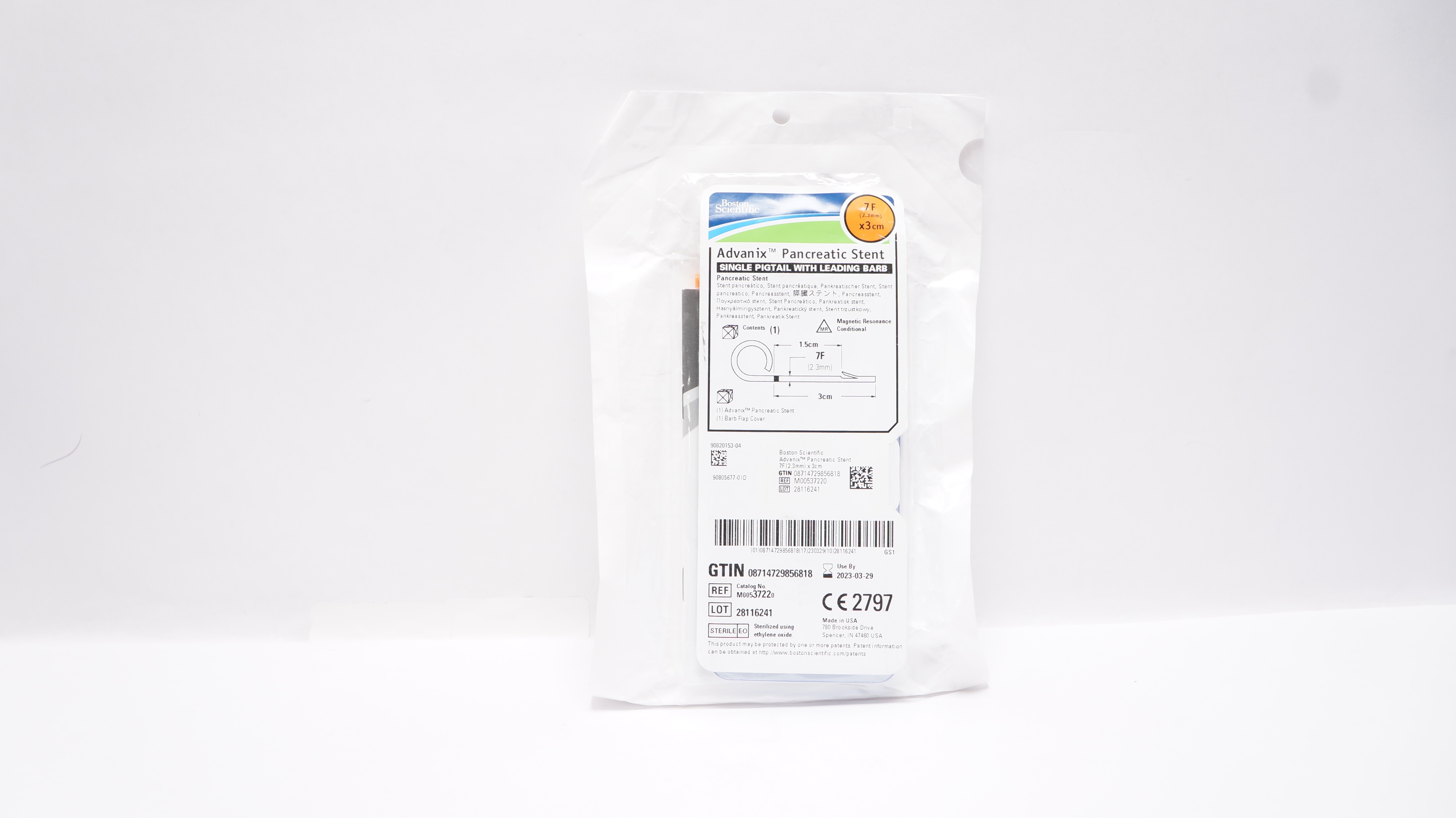 Boston Scientific M00537220 Advanix Pancreatic Stnt 7F x 3cm (x)
