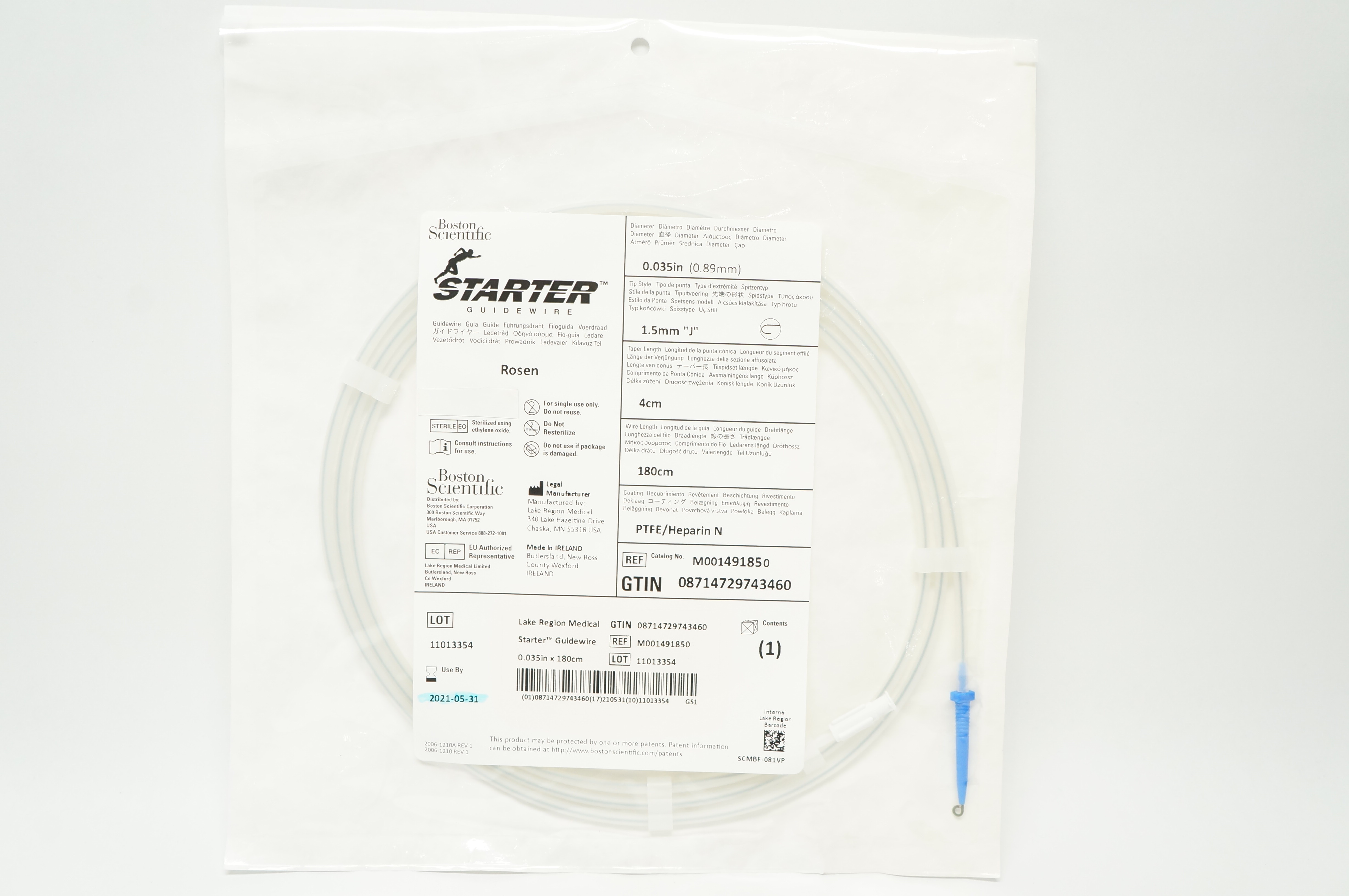 Boston Scientific 49185 Starter Guidewire Rosen 0.035inch 1.5mm (x)