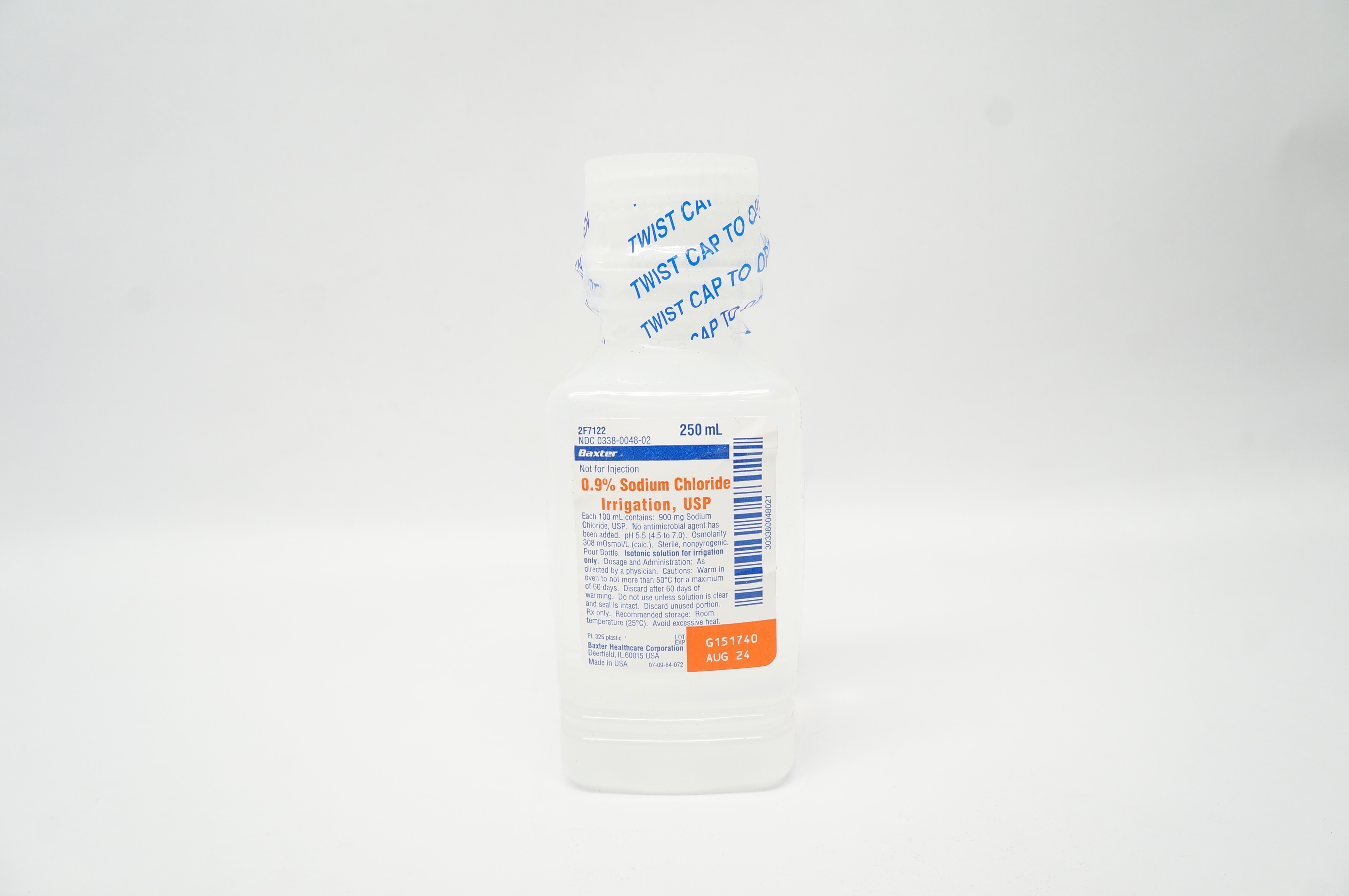 Baxter 2F7122 0.9% Sodium Chloride Irrigation, USP 250 mL