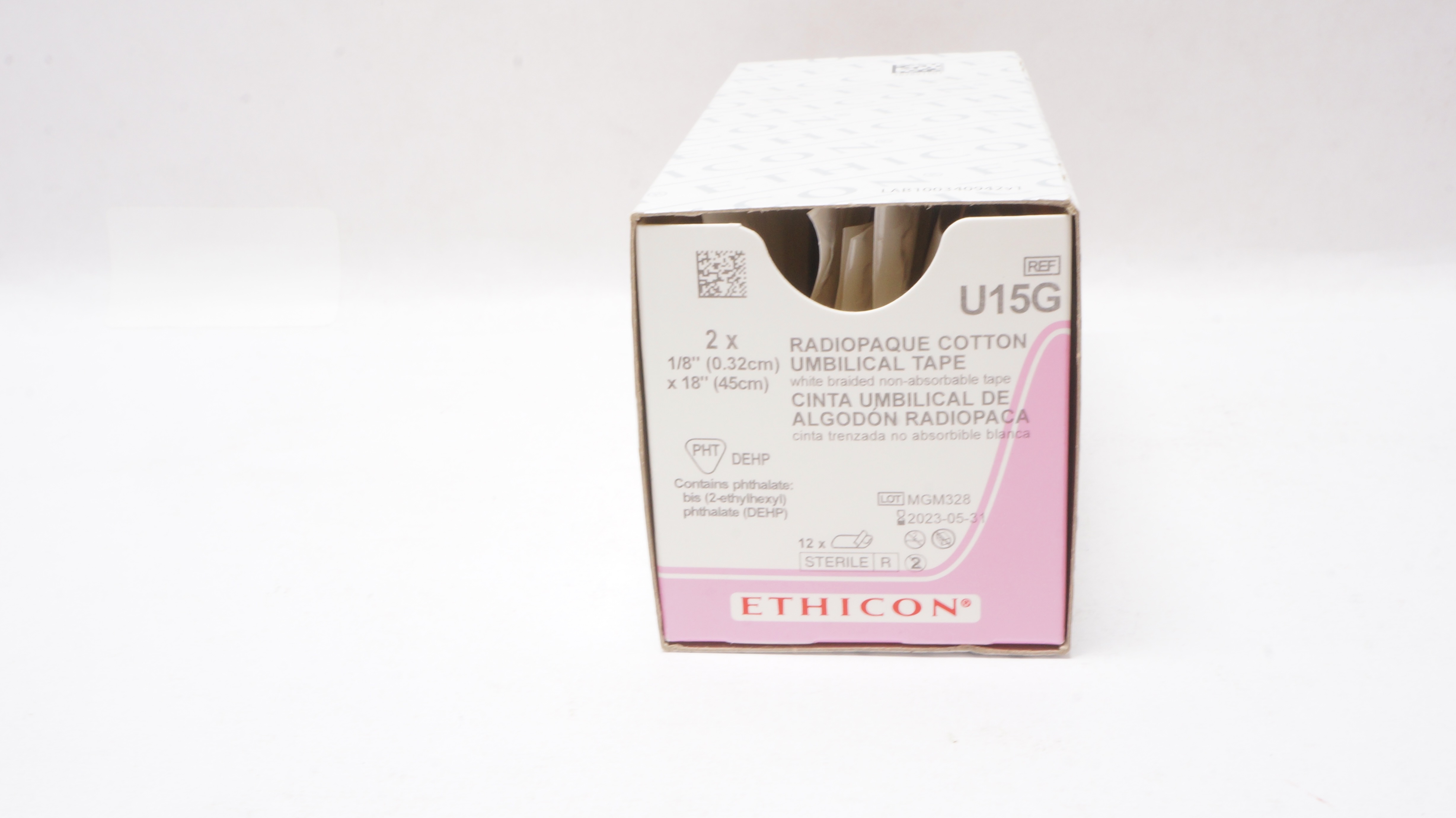 Ethicon U15G Radiopaque Cotton Umbilical Tape 2 X 1/8In x 18In - Box of 12