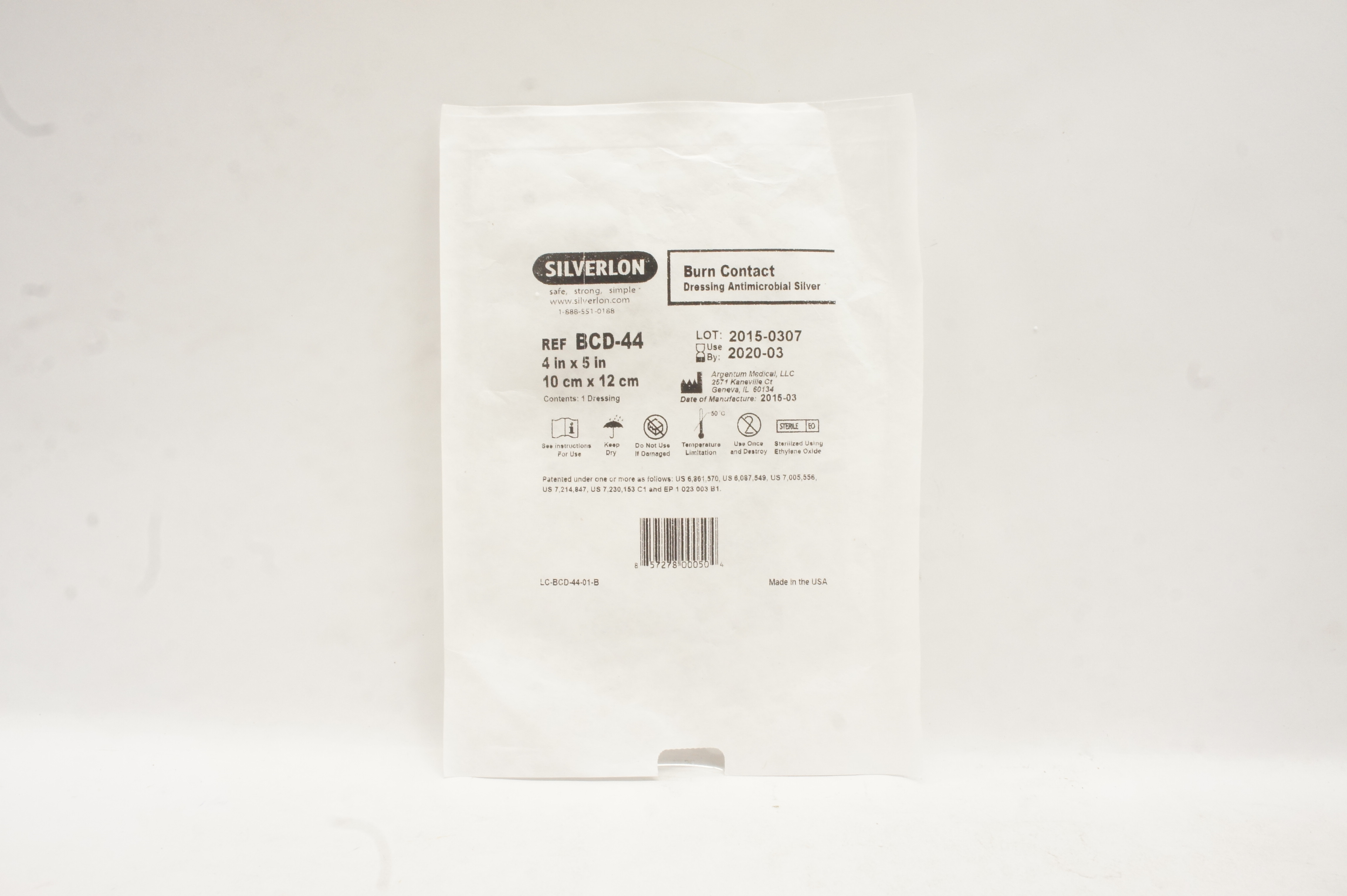 Argentum Medical BCD-44 Silverlon Dressing Antimicrobal Silver 4inch x 5inch (x)