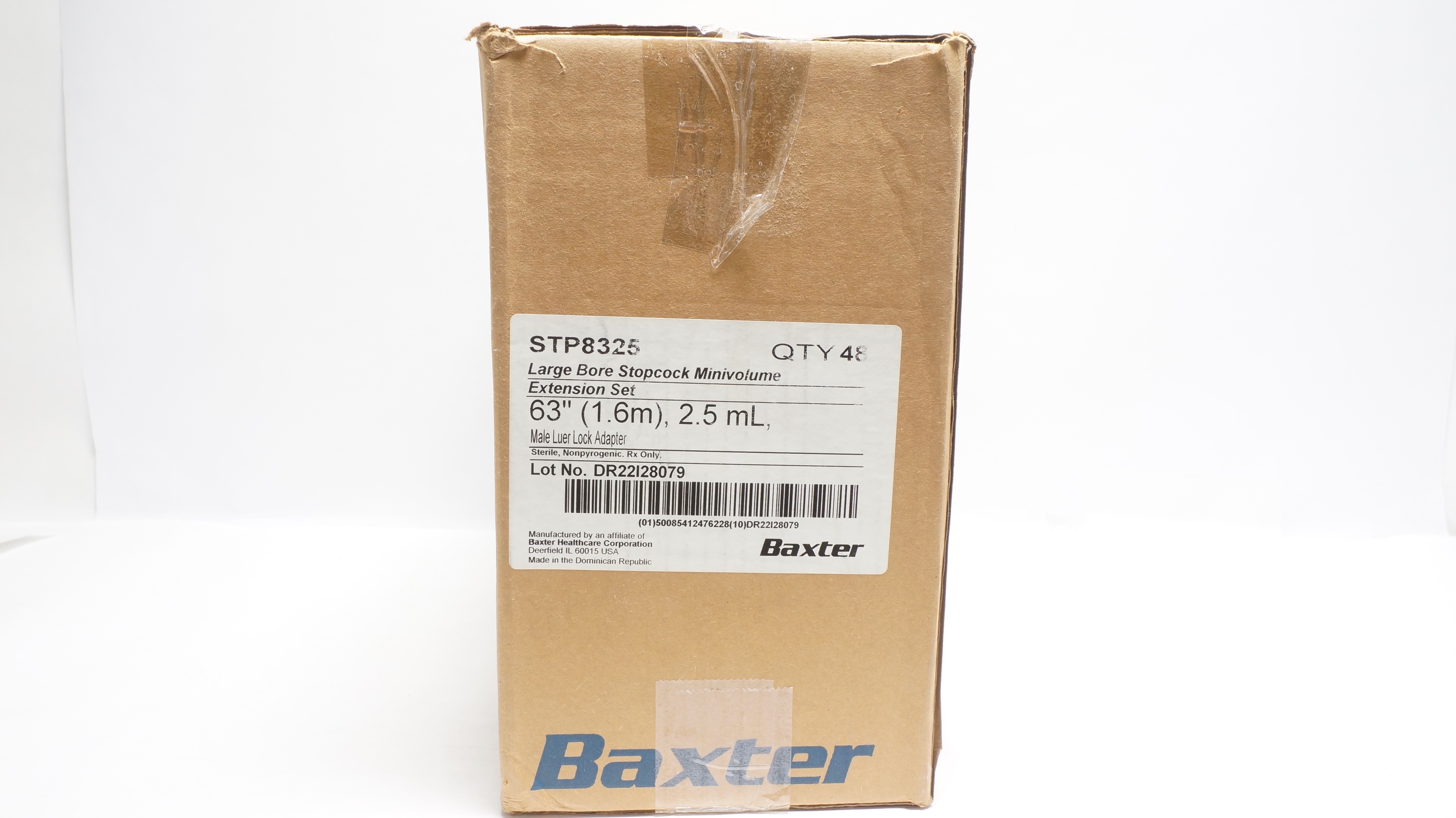 Baxter STP8325 Large Bore Stopcock Minivolume Extension Set 63inx2.5mL-Box of 48