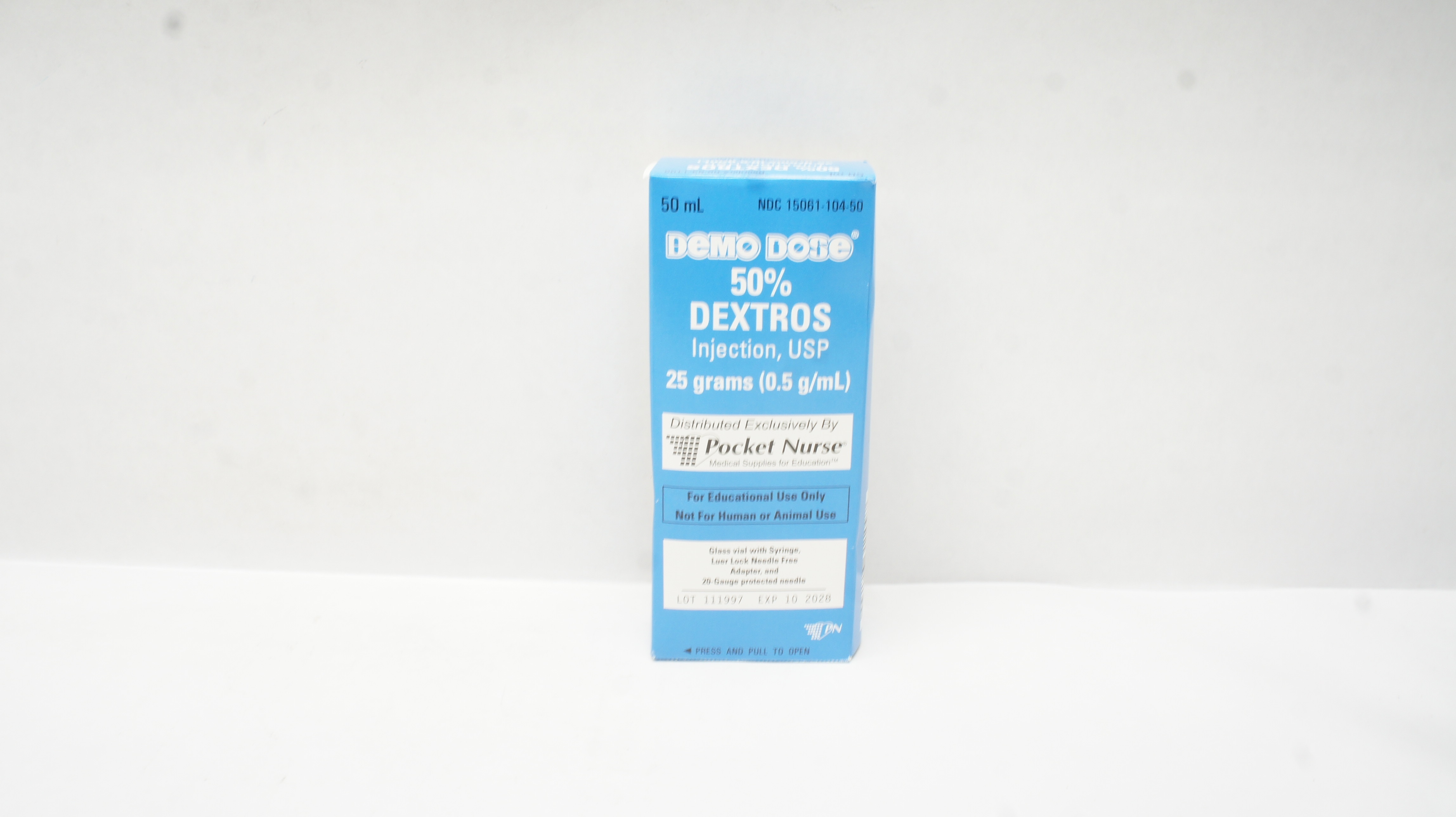 Pocket Nurse 06-93-1109 Demo Dose 50% Dextros 50mL Injection USP Not For Human