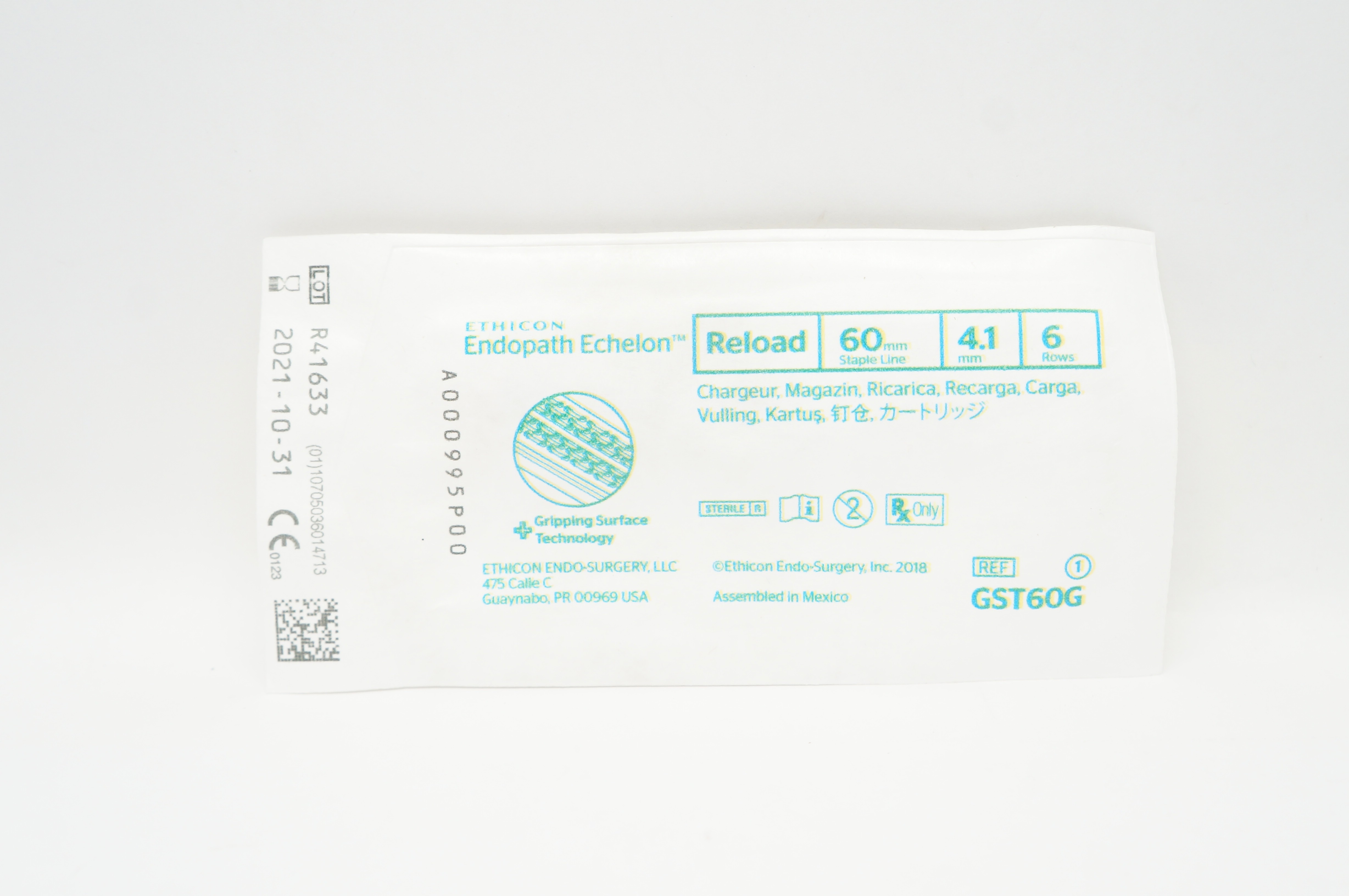 Ethicon GST60G Endopath Echelon Reload 60 mm Staple Line 4.1 mm 6 Rows (x)