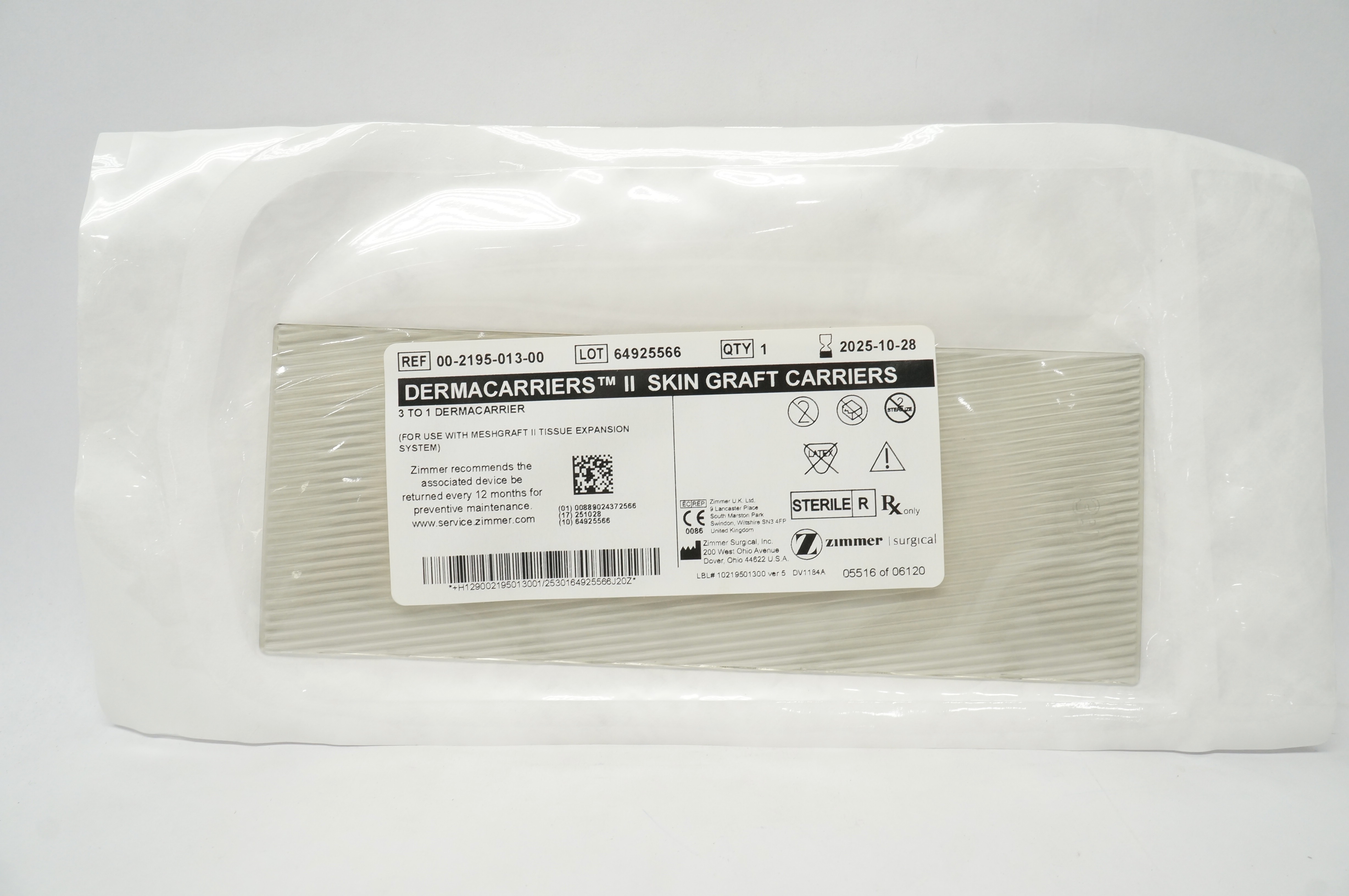 Zimmer 00-2195-013-00 Dermacarriers II Skin Graft Carriers 3to1 Dermacarrier