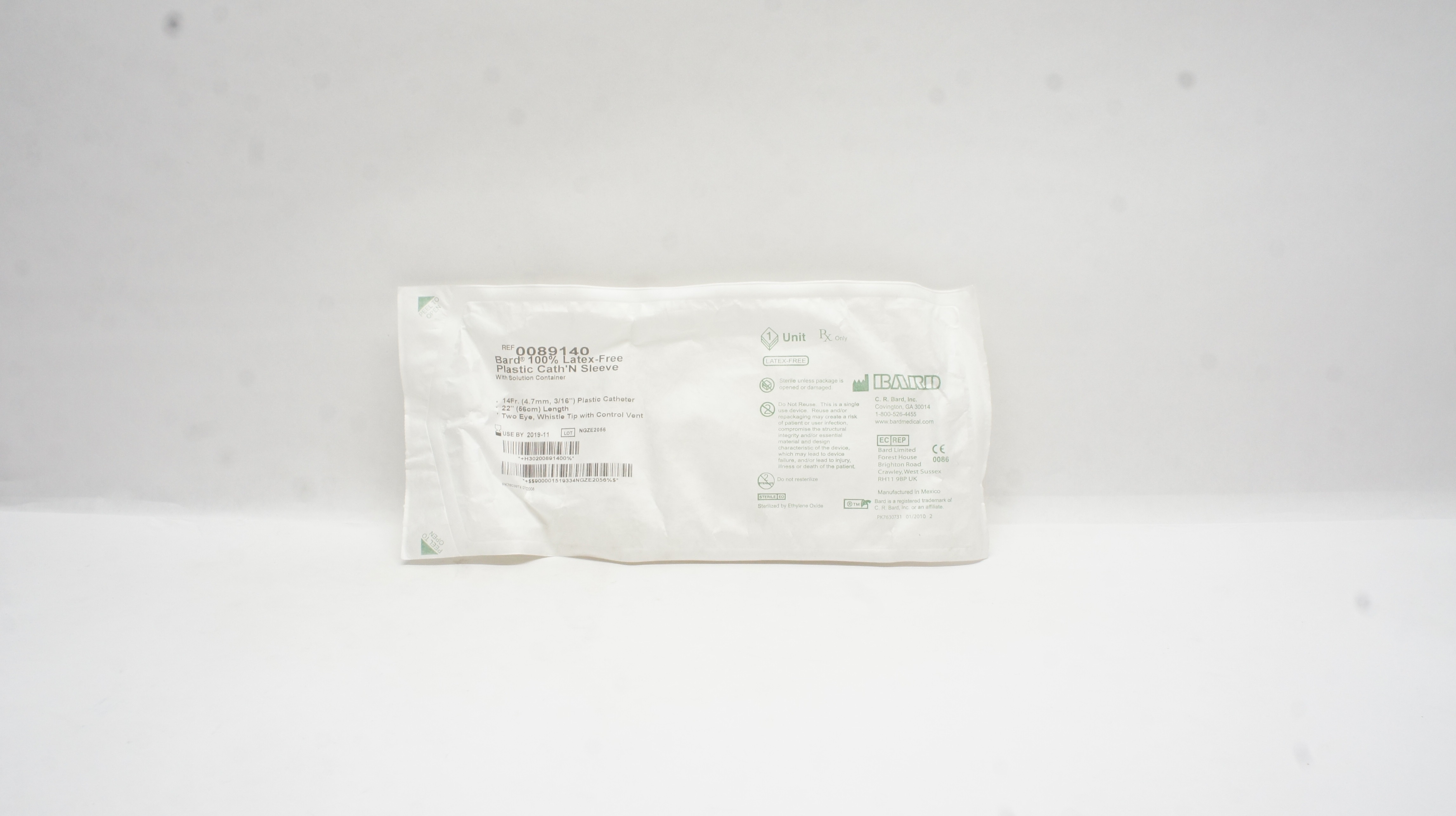 Bard 0089140 Latex-Free Plastic Cath'N Sleeve & Solution Container, 14Fr x 22inch (x)