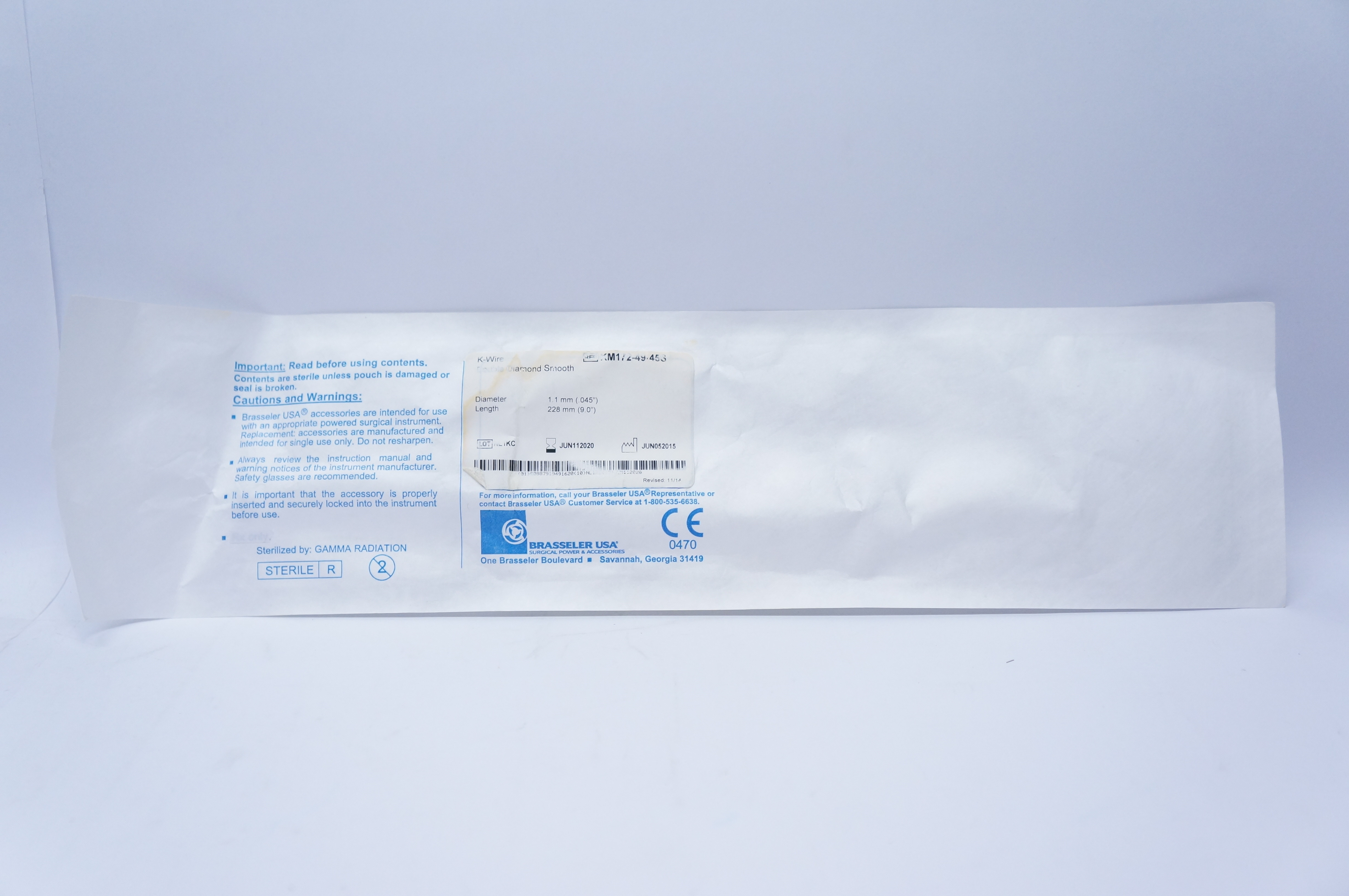 Brasseler KM172-49-45S K-Wire Double Diamond Smooth 1.1 x 228mm (x)