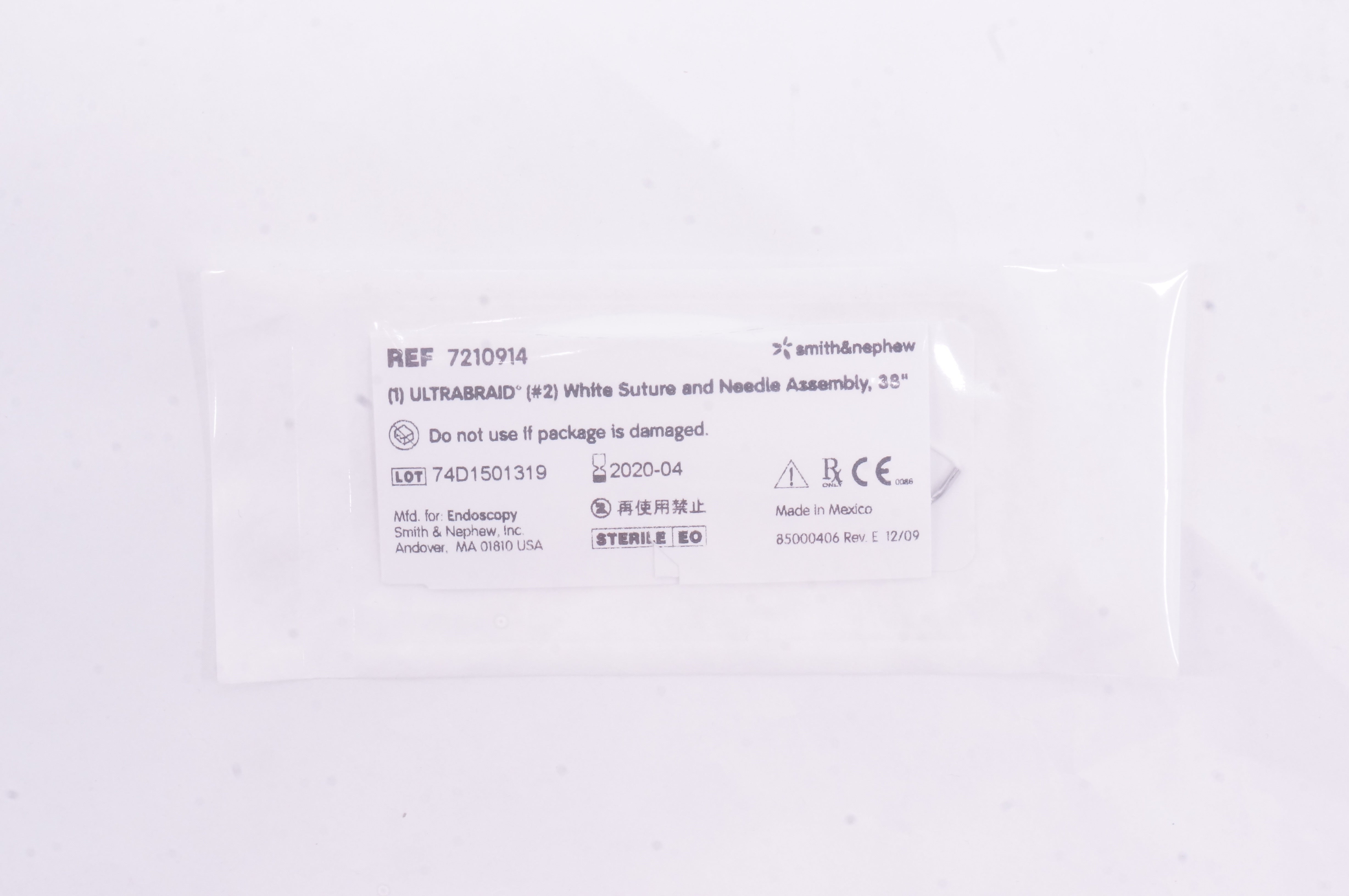 Smith&Nephew 7210914 Ultrabraid #2 White Stre. and Ndle. Assembly, 38inch (x)