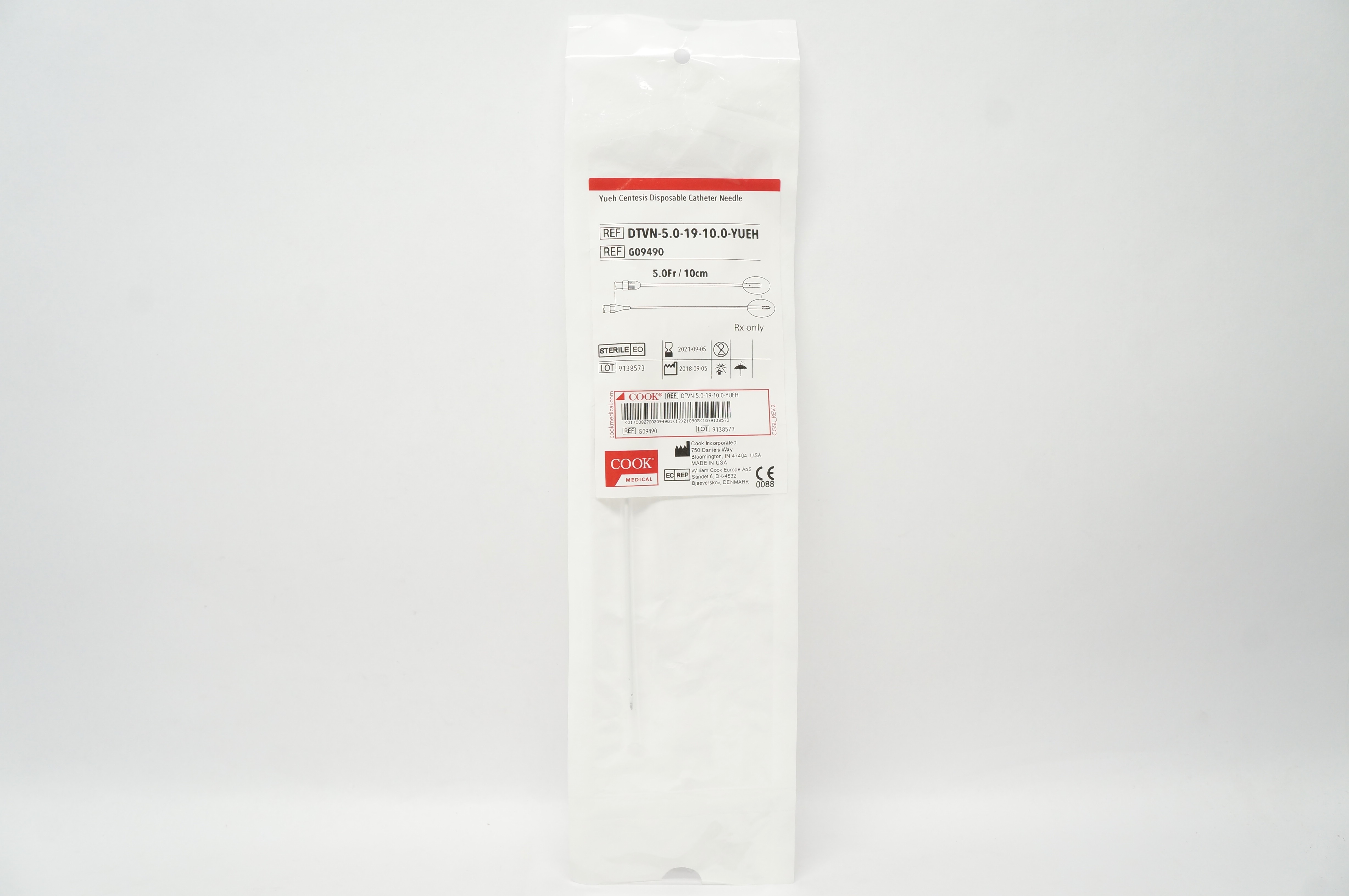 Cook Medical G09490 Yueh Centesis Disposable Cath. Ndle 5Fr. x 10cm (x)